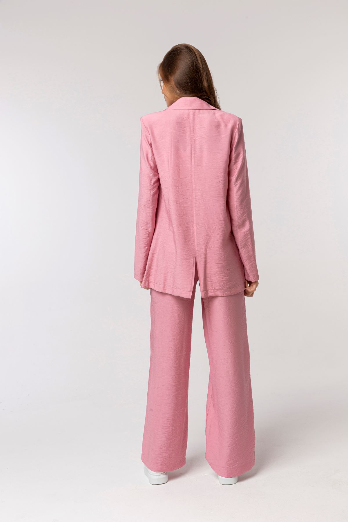 Bodrum Fabric Wide Fit Wide Leg Women'S Trouser - Light Pink