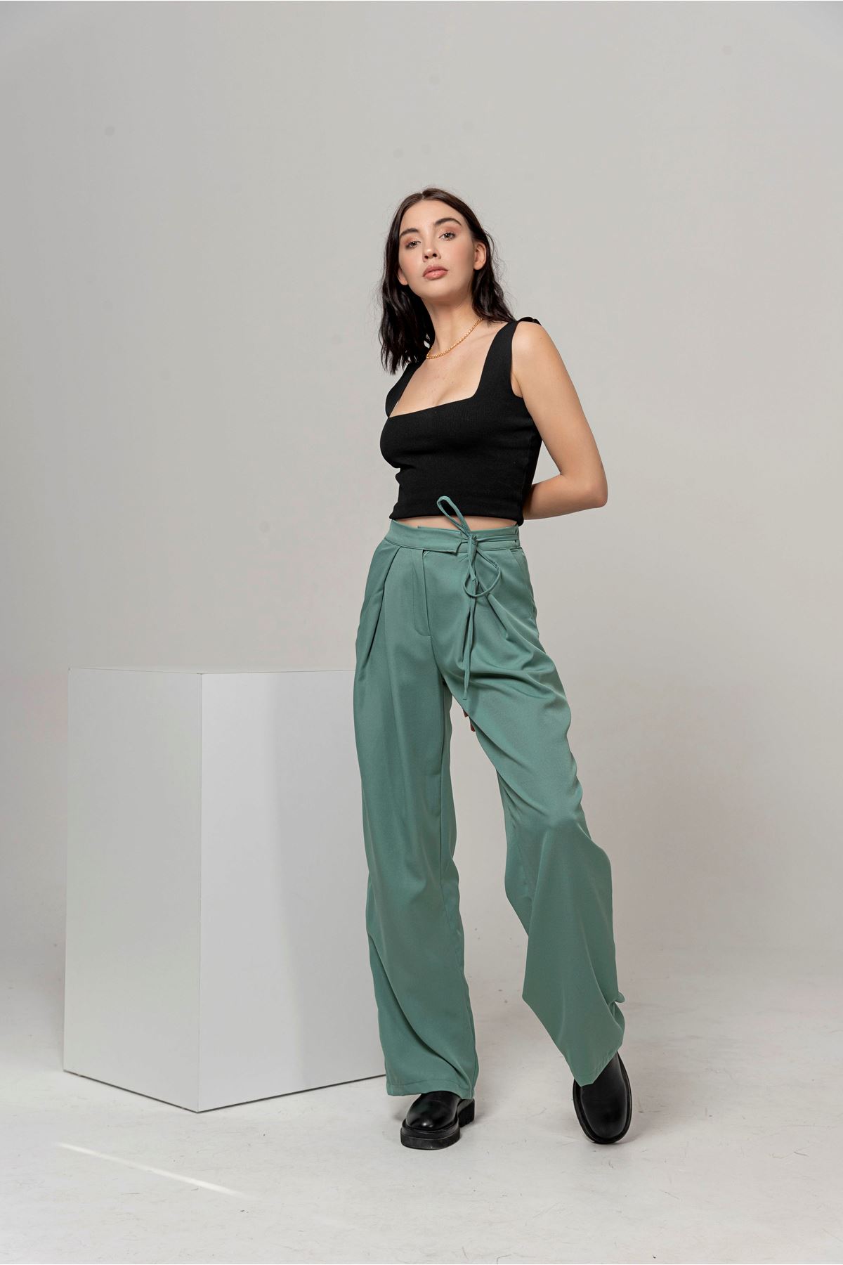 Atlas Fabric Wide Fit Wide Leg Women'S Trouser - Mint
