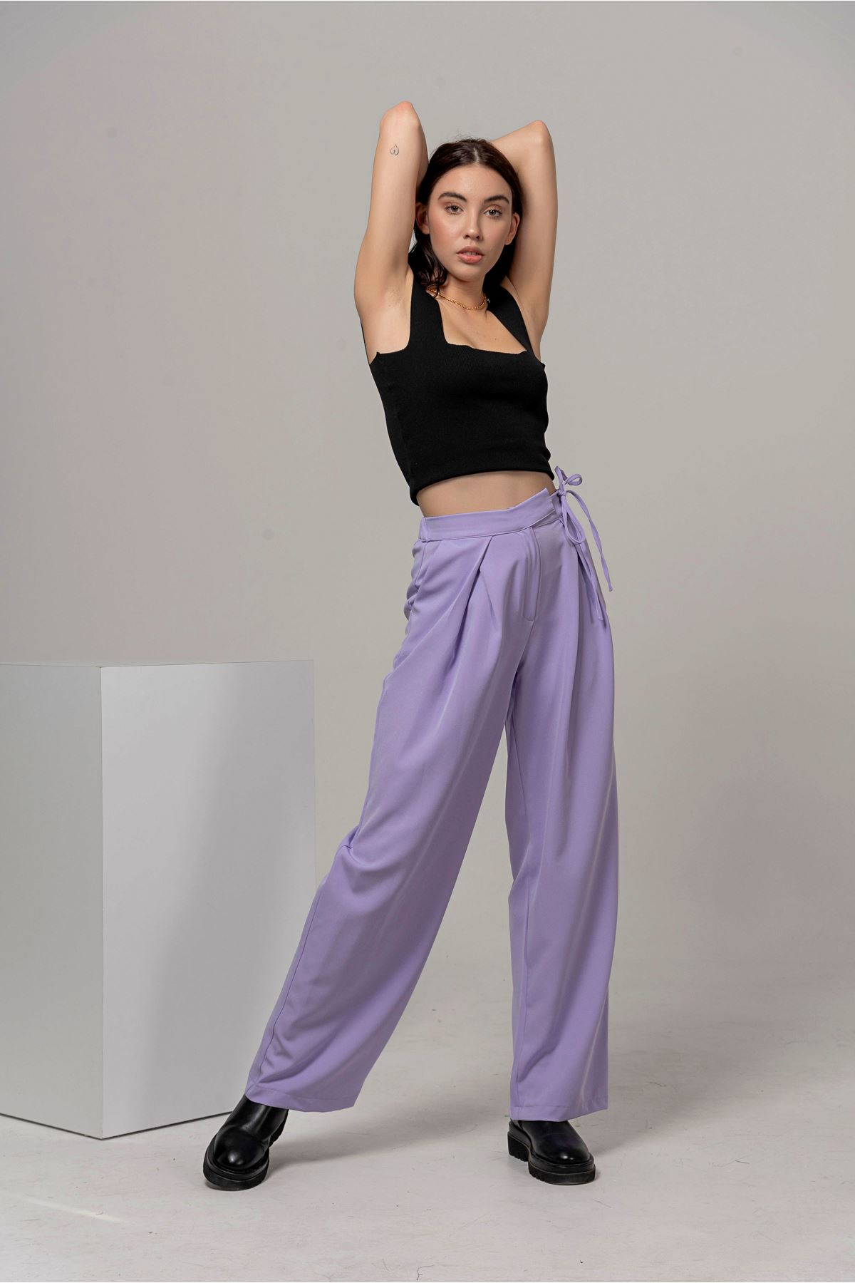 Atlas Fabric Wide Fit Wide Leg Women'S Trouser - Lilac