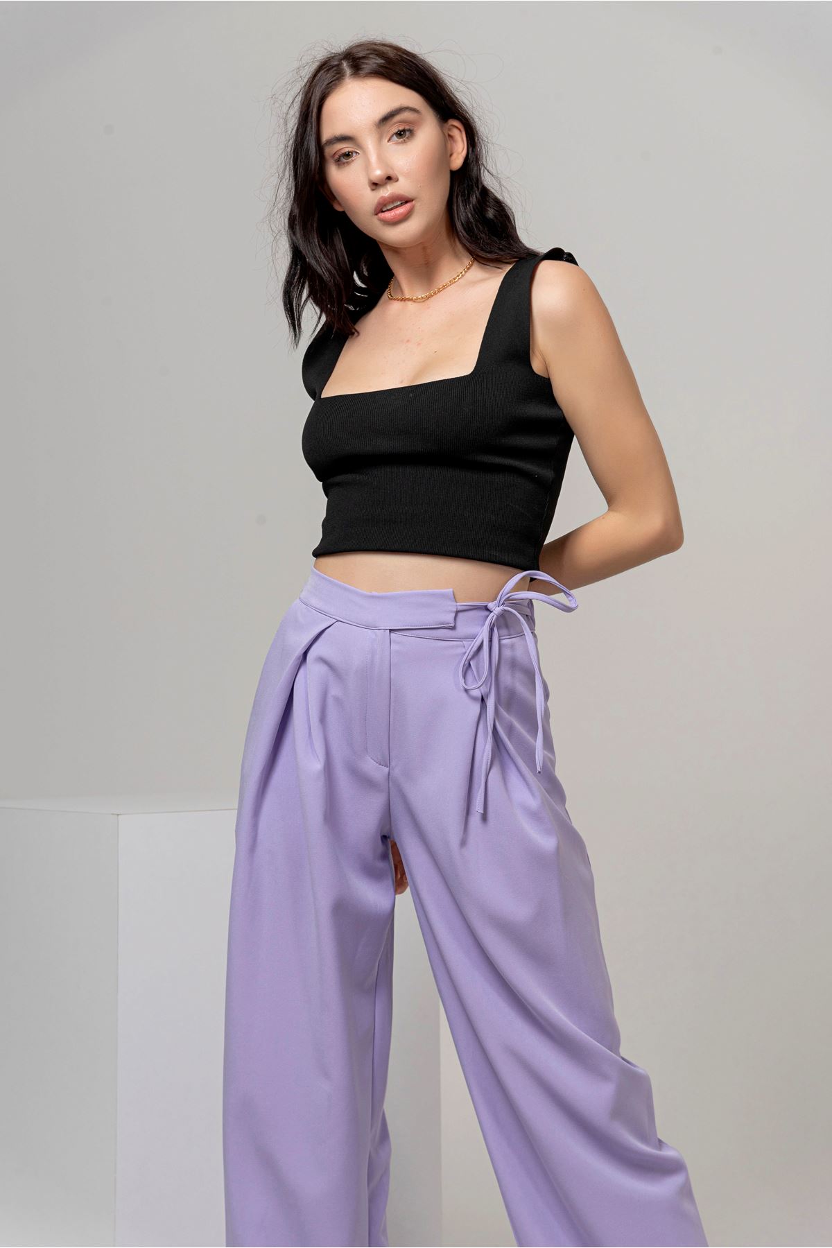 Atlas Fabric Wide Fit Wide Leg Women'S Trouser - Lilac