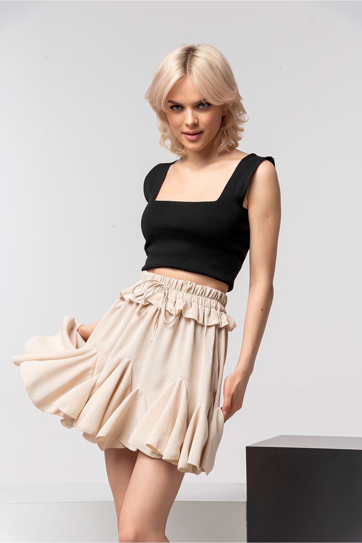Aerobin Fabric Short Comfy Fit Women'S Skirt - Stone