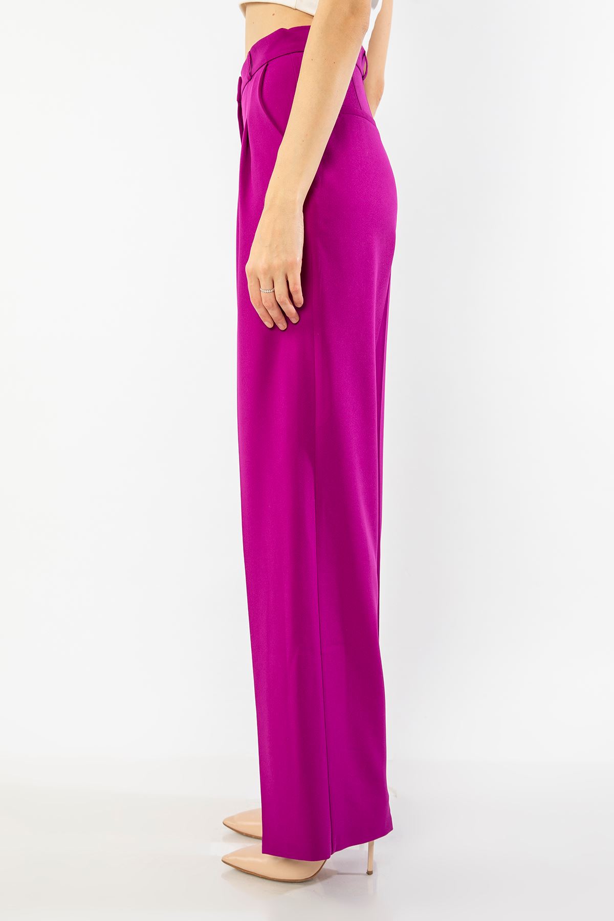 Atlas Fabric Maxi Wide Palazzo Women'S Trouser - Purple