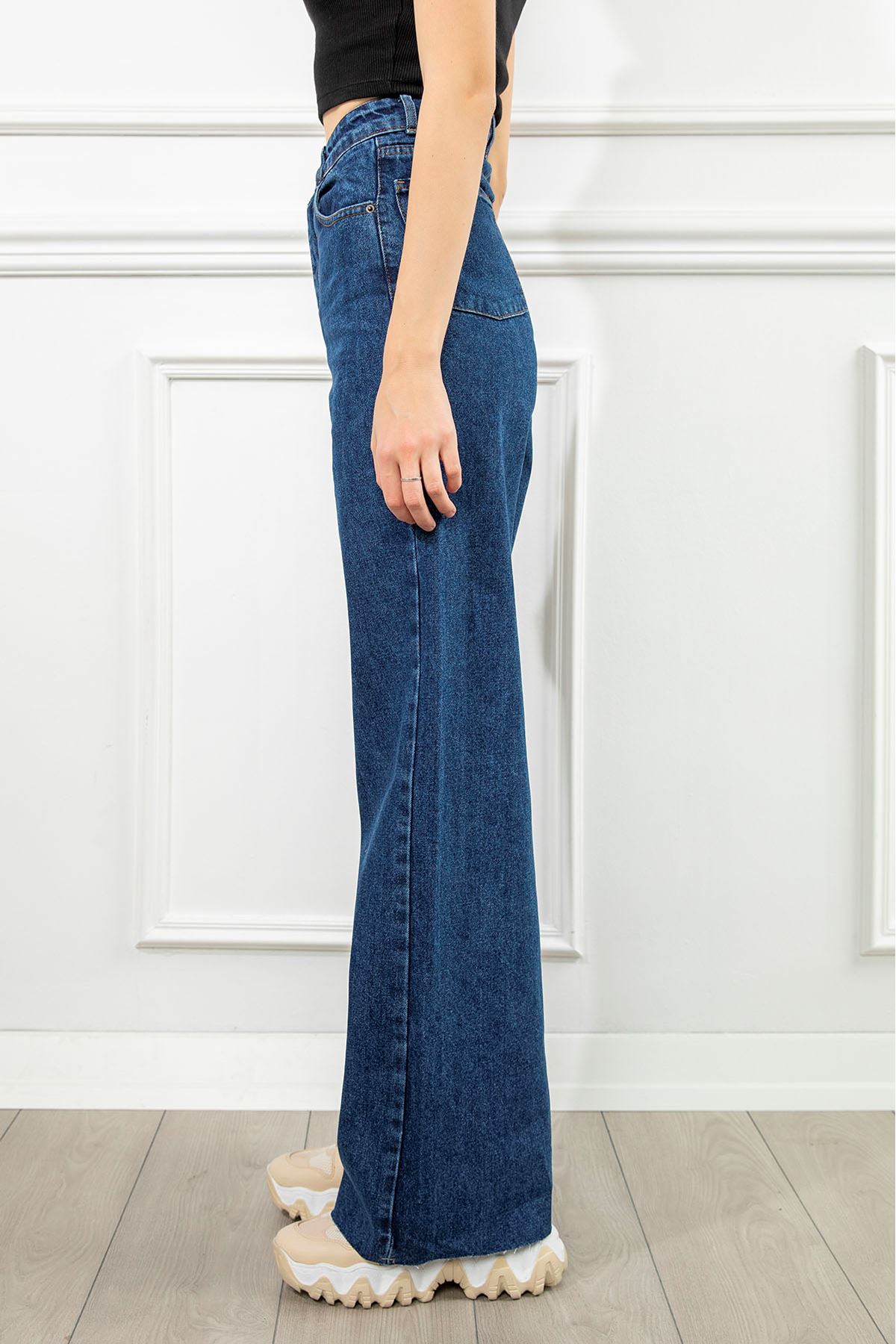 Denim Fabric Tight Fit Mini Skirt - Navy Blue 