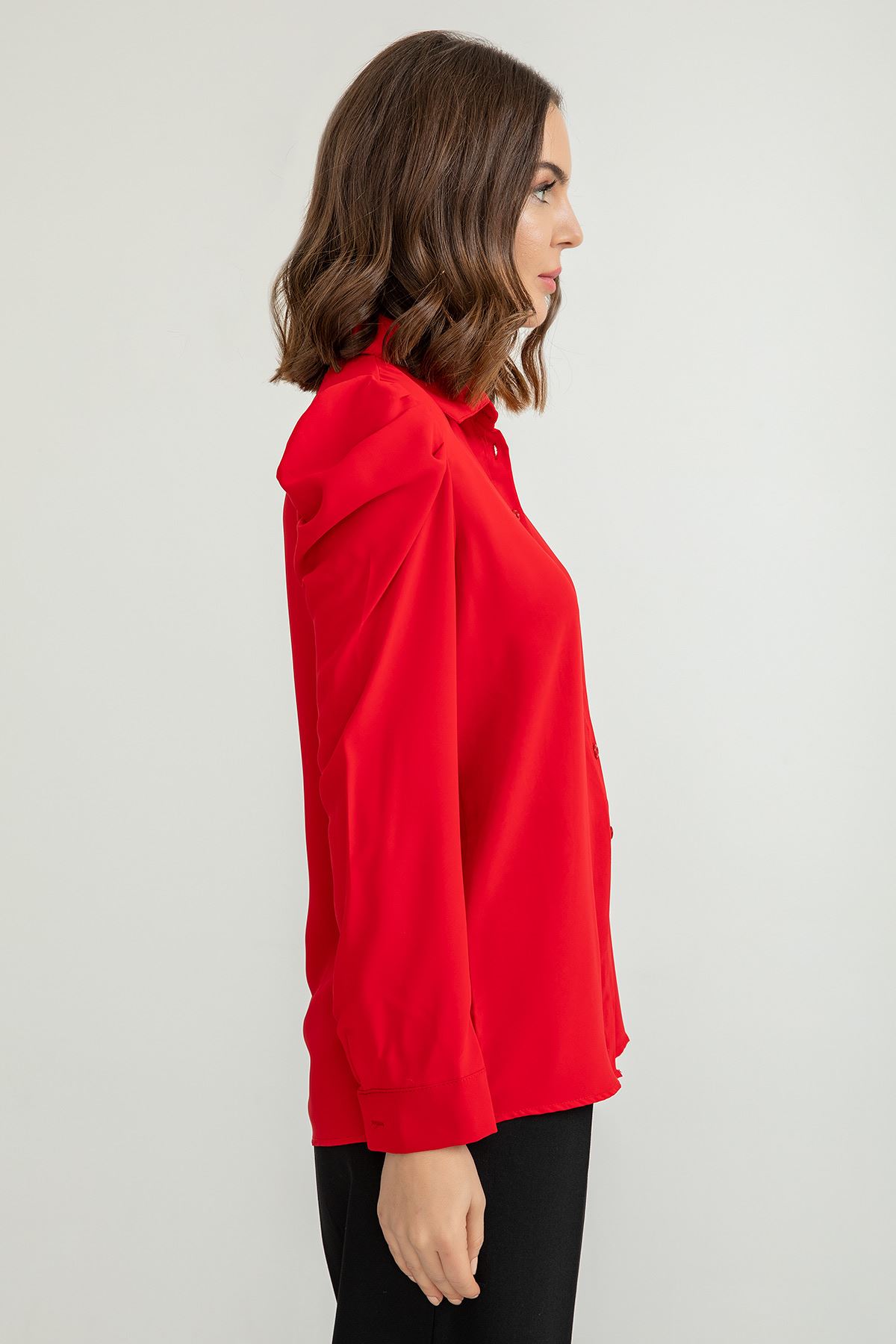 джессика ткань отложной воротник КЛАССИЧЕСКАЯ женская рубашка - Kрасный