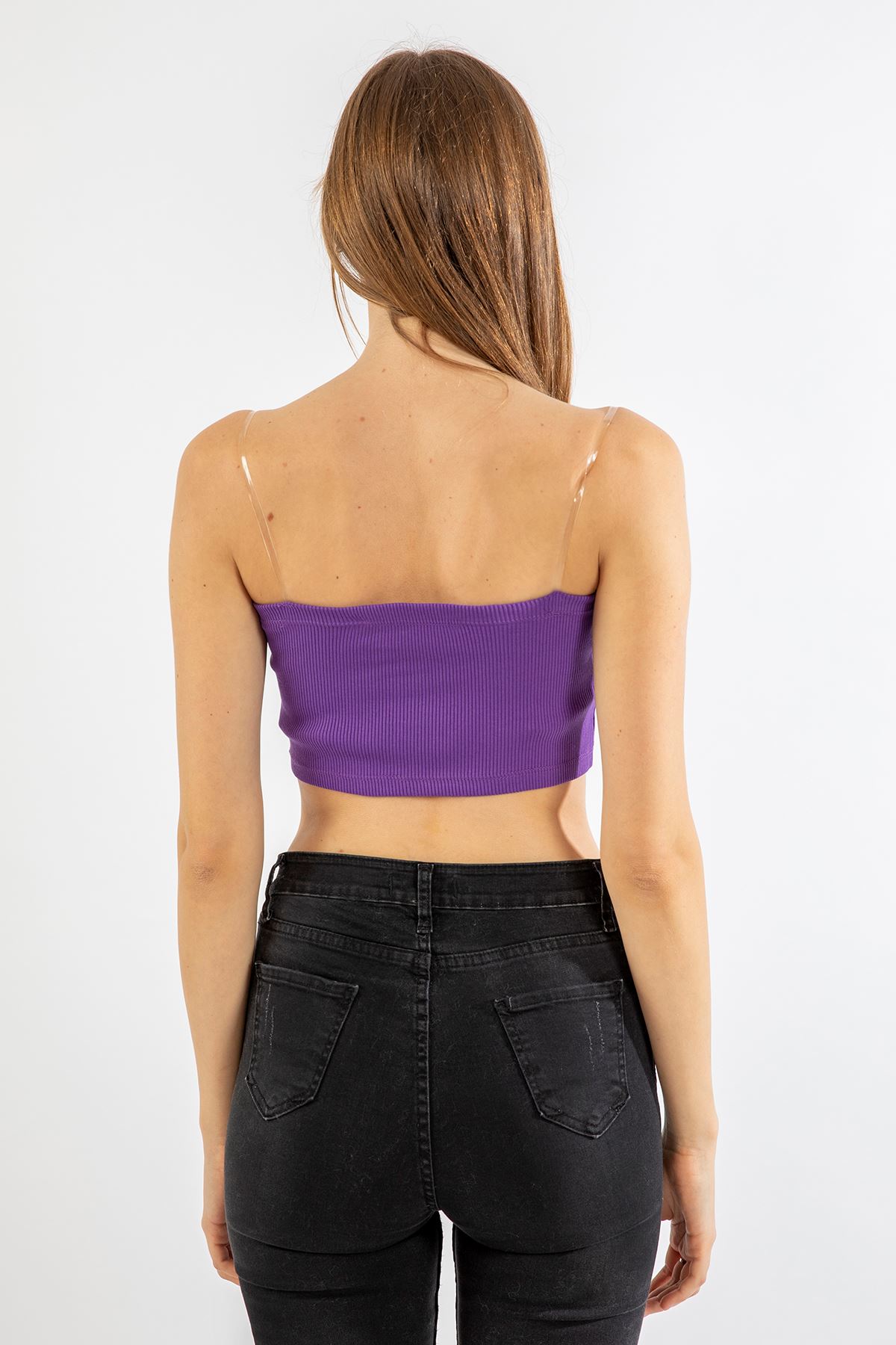 Camisole Fabric Sleeveless Strapless Neck Tight Fit Women Bustier - Purple