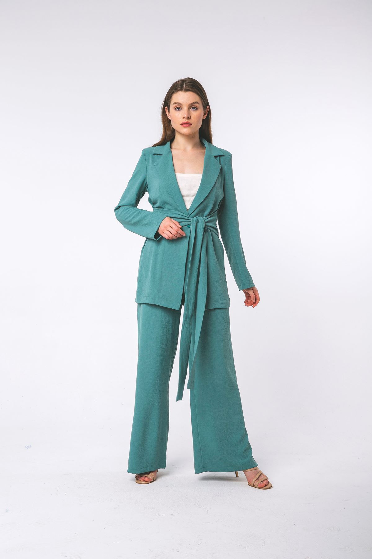 Аэробин Ткань ревер воротник женский пиджак - Темно зелёный