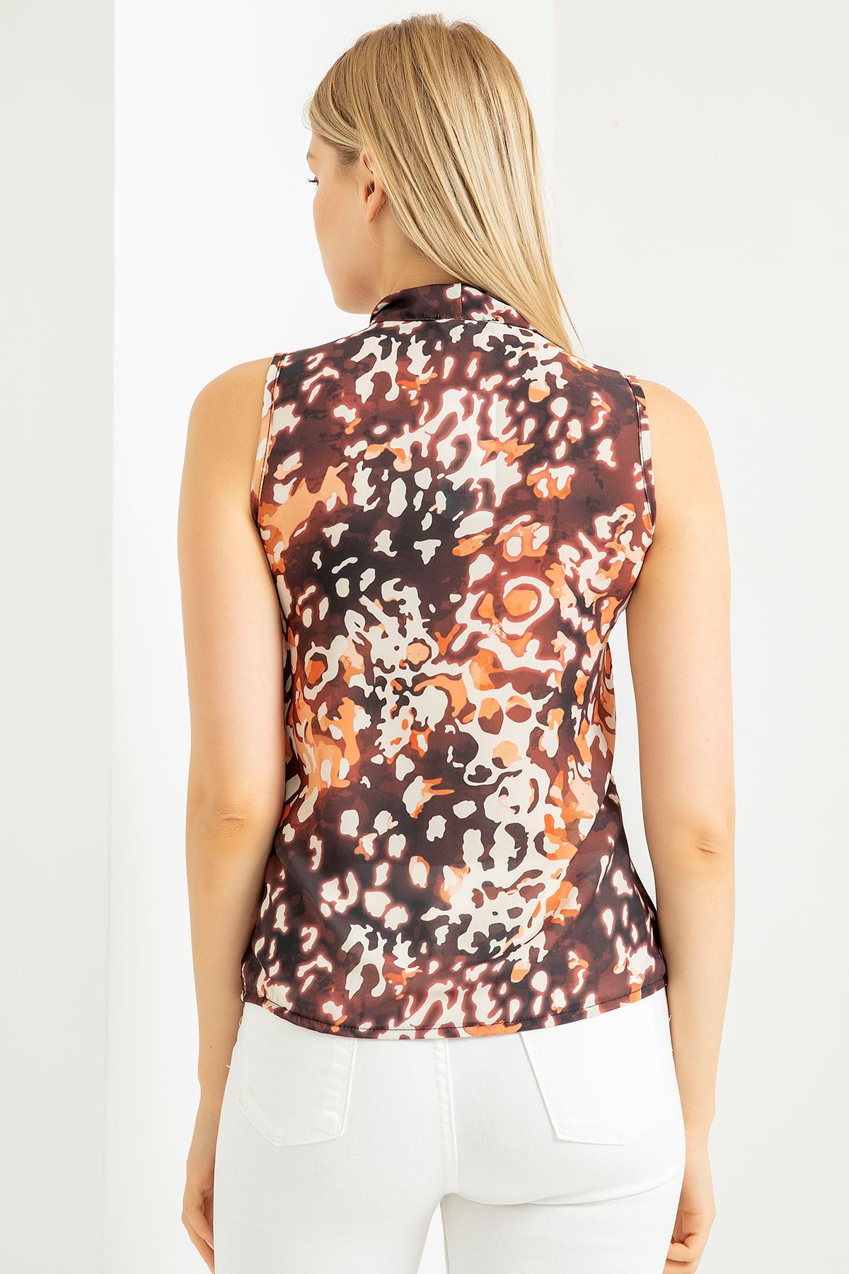 джессика ткань бант на завязках леопардовая женская блузка - цвет лисичек 