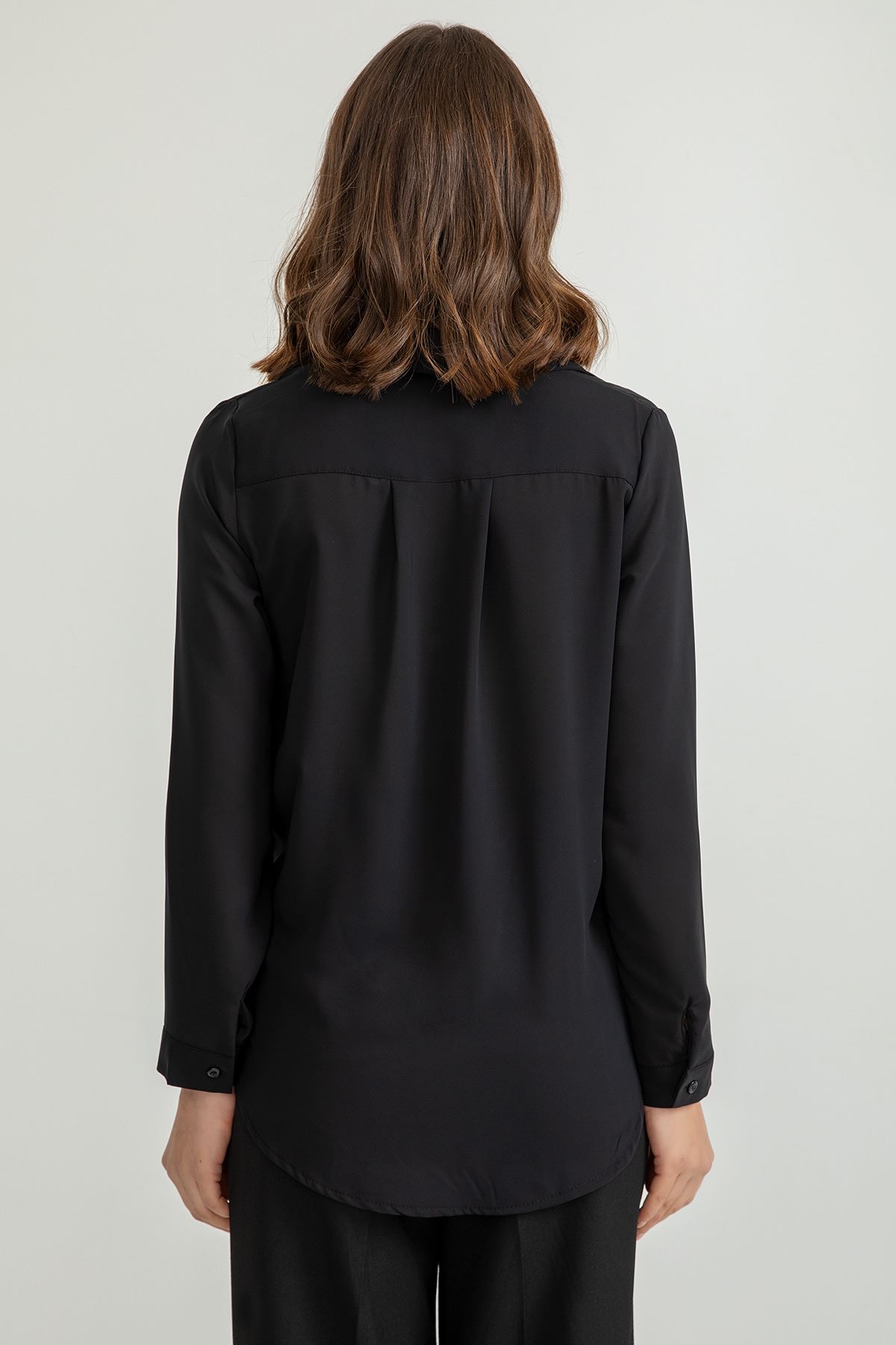 джессика ткань Женская рубашка на пуговицах спереди - Чёрный