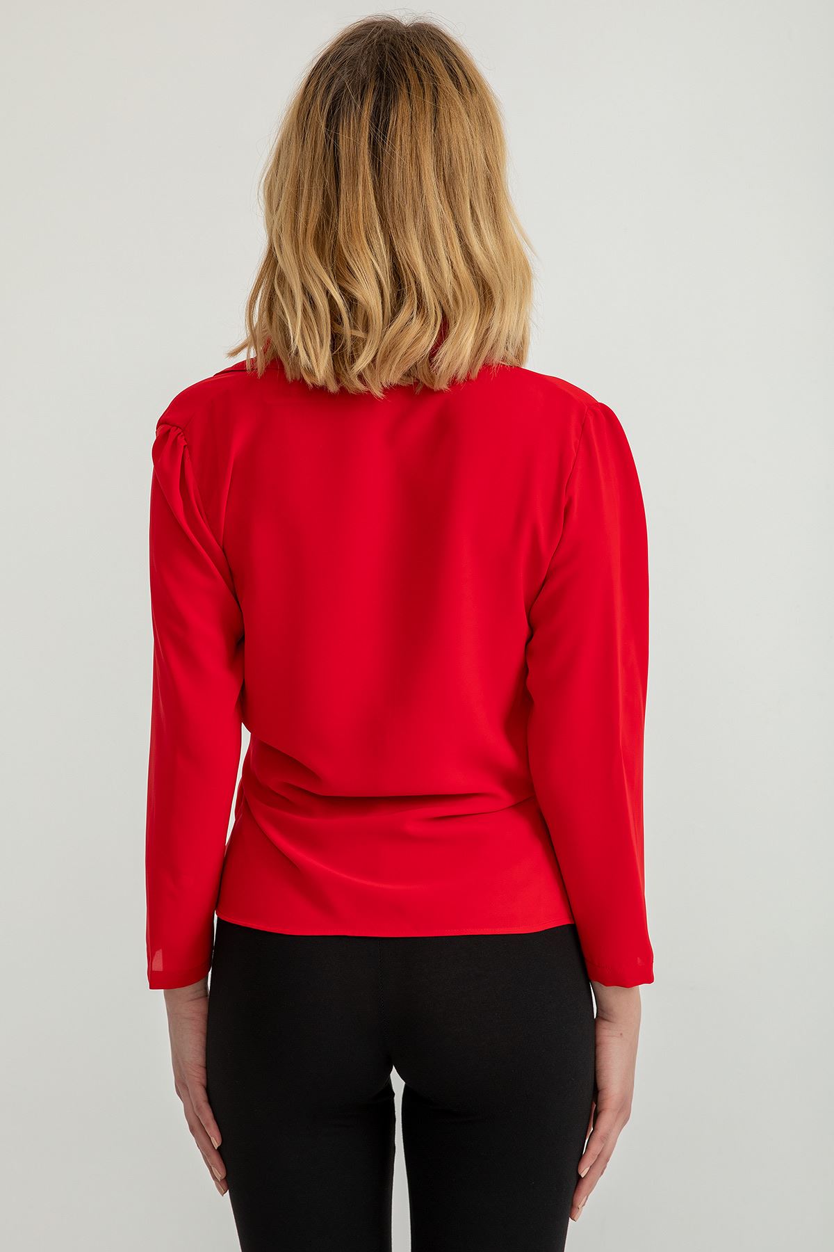 Jessica Collar Blouse Long Sleeve Blouse - Red
