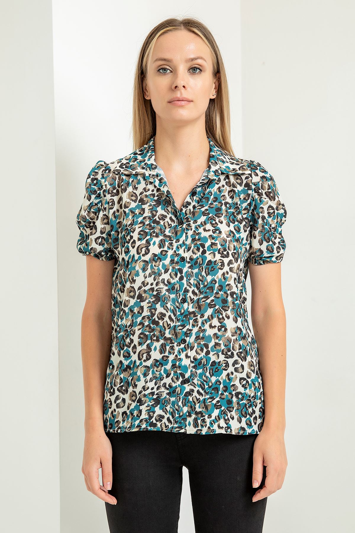 джессика ткань леопардовая женская рубашка - Темно зелёный