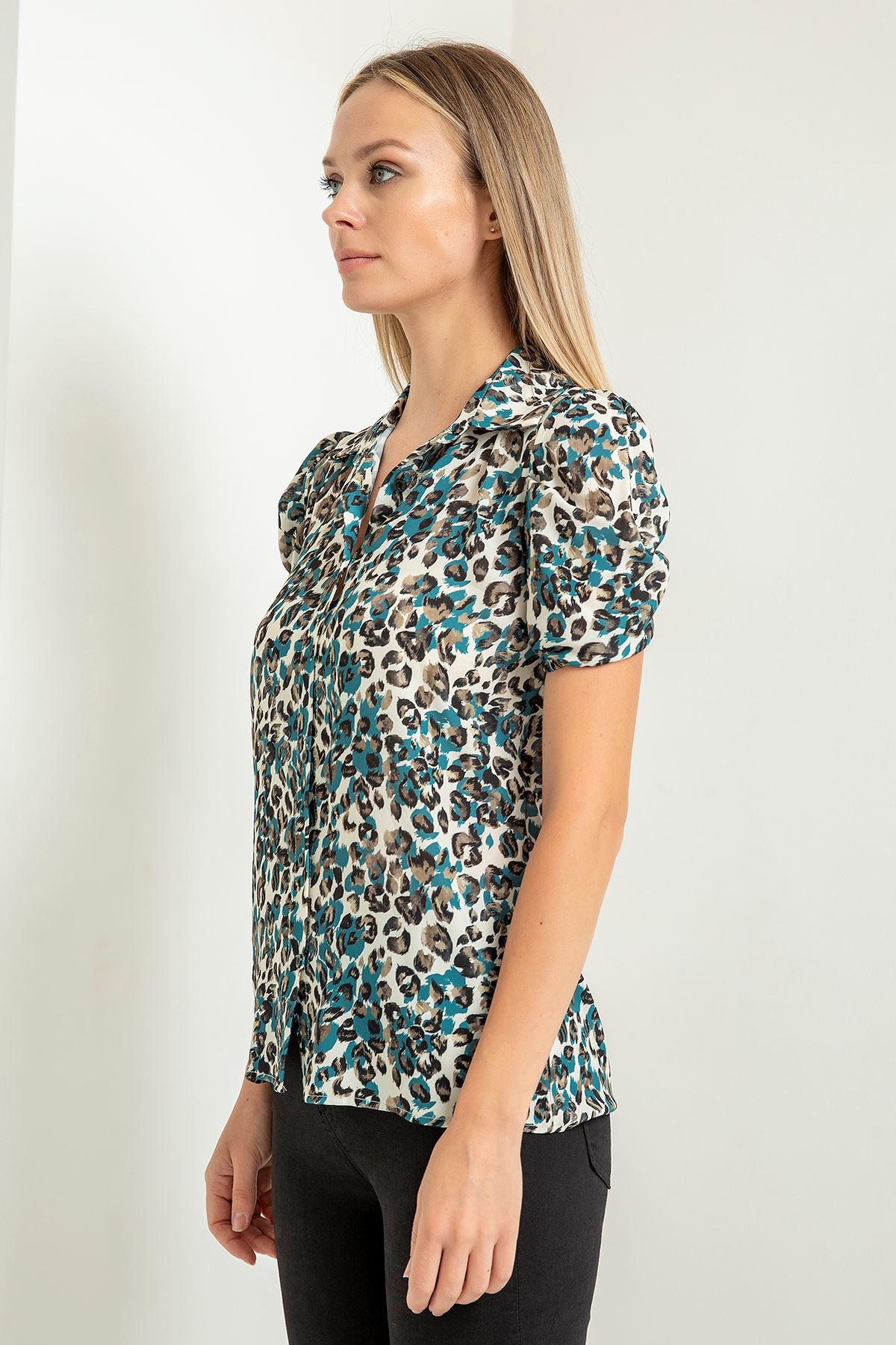джессика ткань леопардовая женская рубашка - Темно зелёный