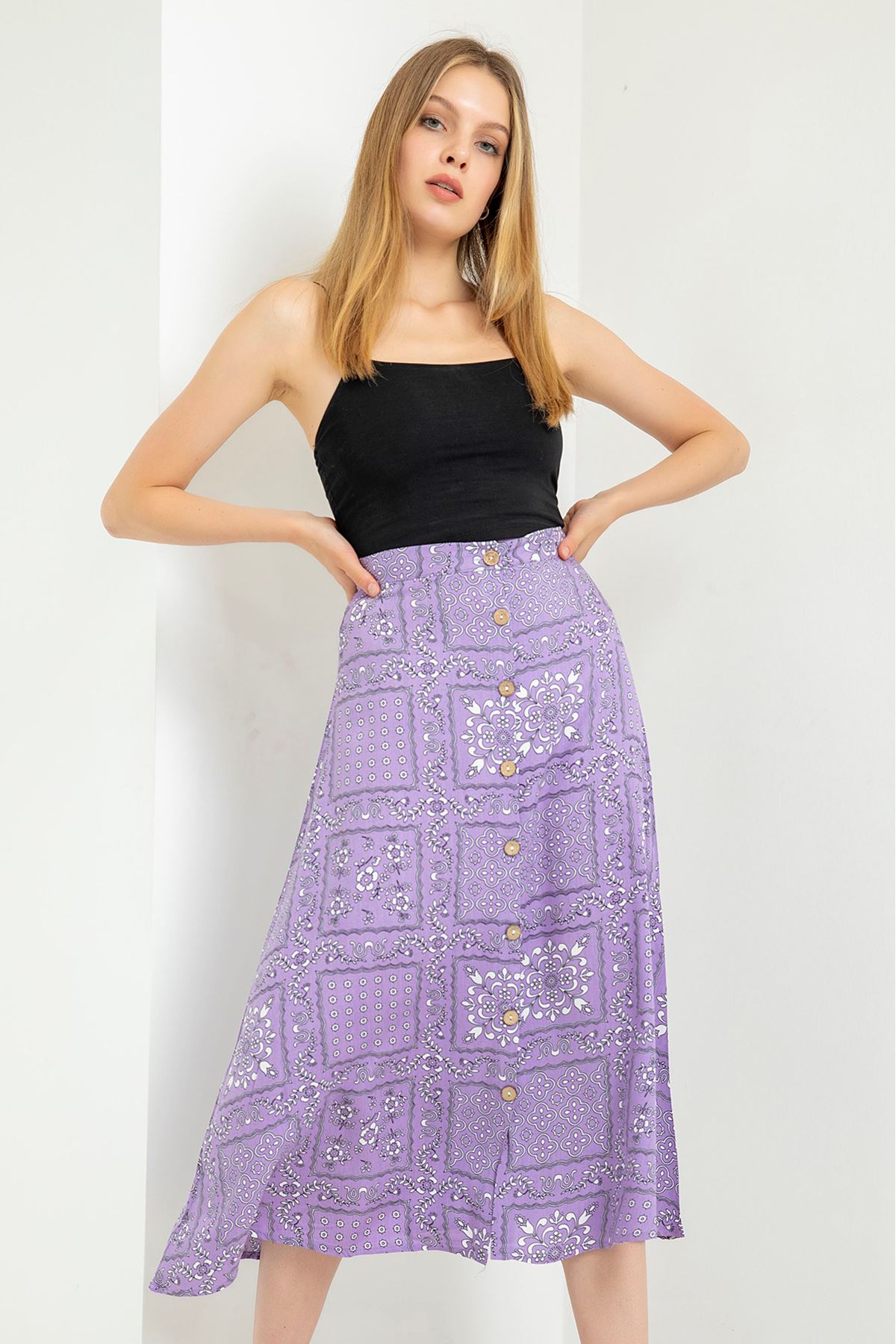 джессика ткань этнический принтженская юбка - Лиловый