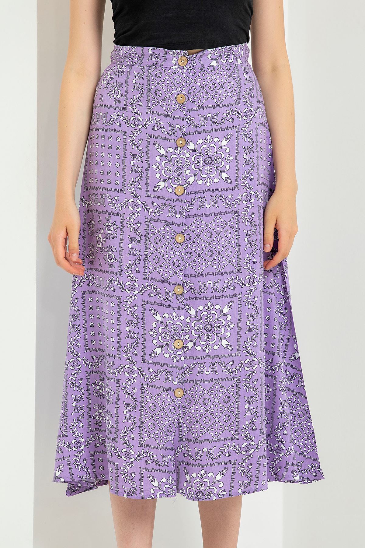 Jesica Fabric Full Fit Ethnic Print Women'S Skirt - Lilac