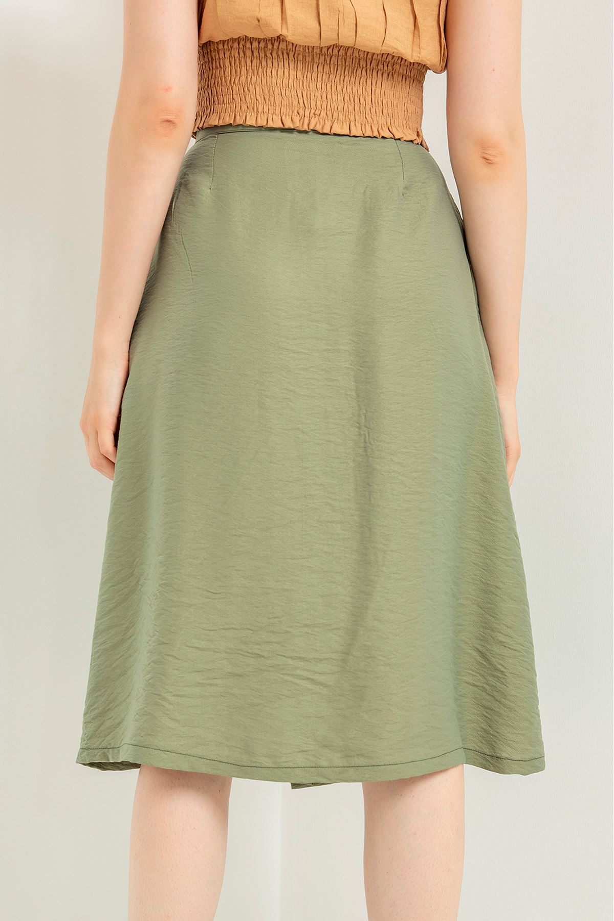 تنورة نسائية تنورة قماش ايروبين تحت الركبتين مستقيم - اخضر غامق