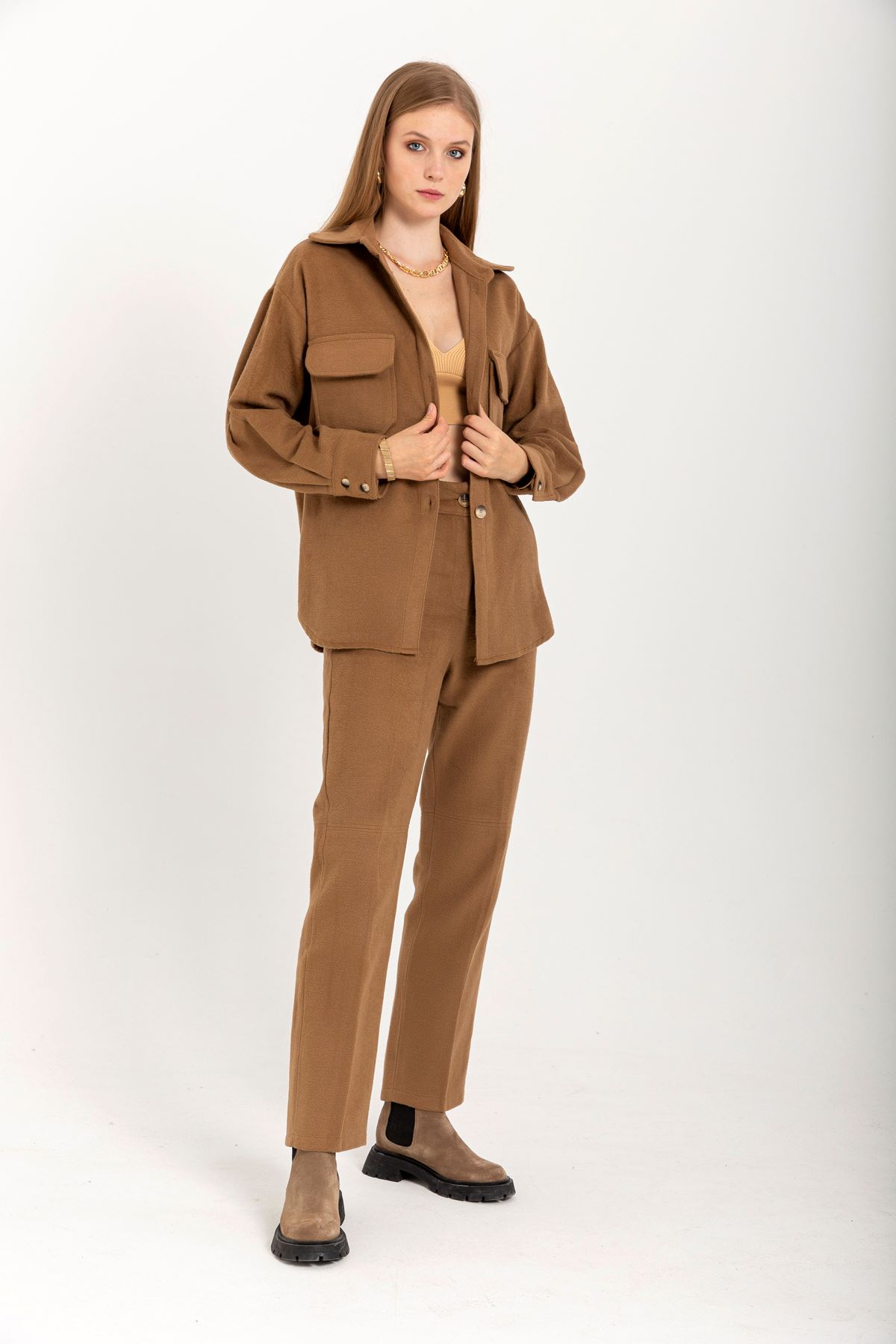 Long Classical Women'S Trouser - Light Brown