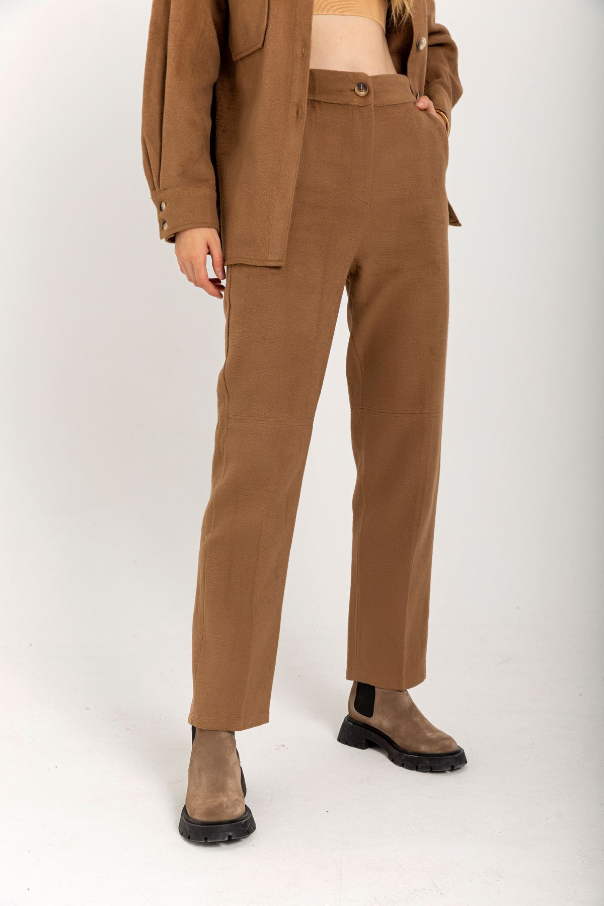 Long Classical Women'S Trouser - Light Brown