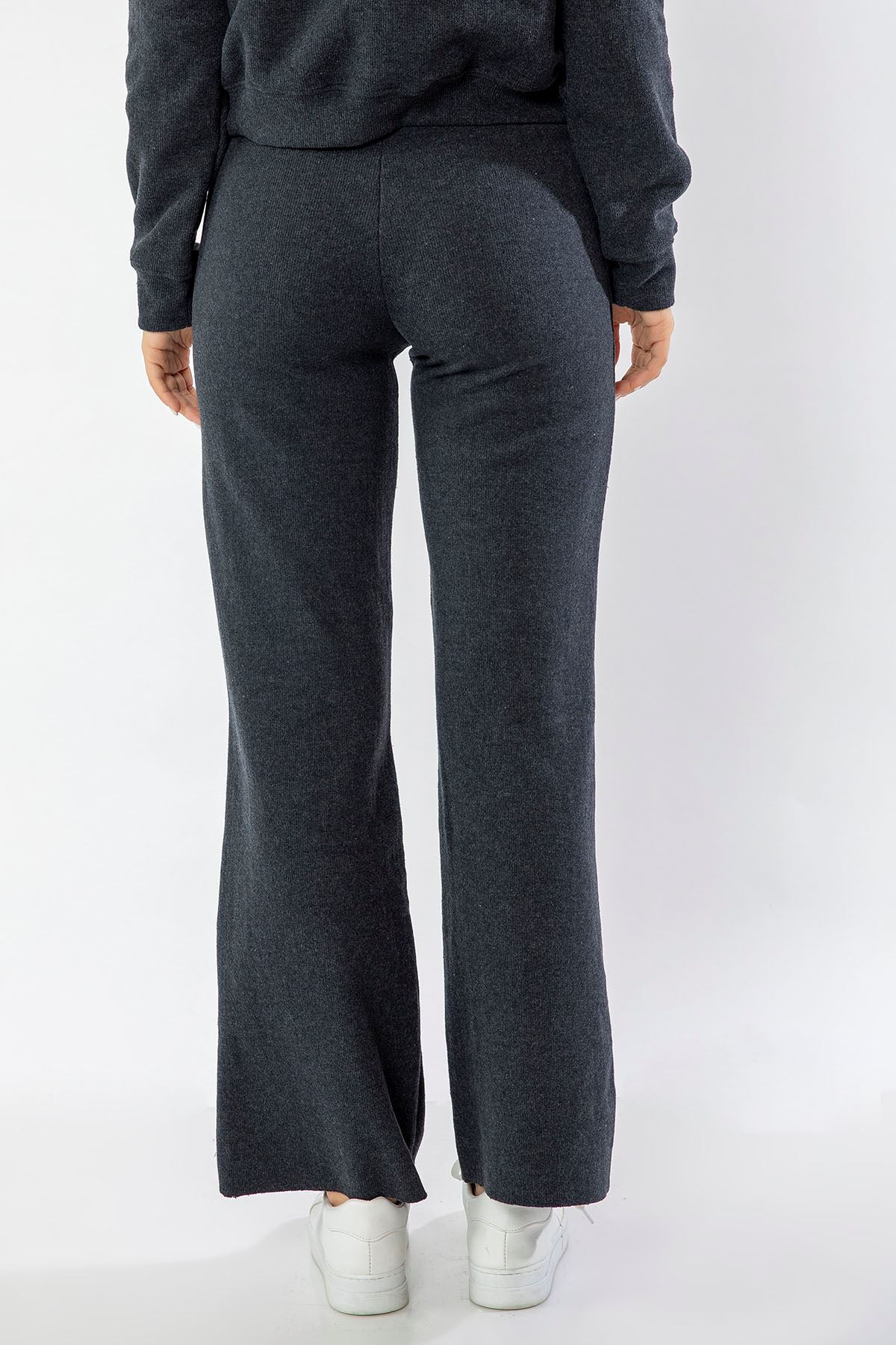 Салоники ткань длинные широкие женские брюки - Темно серый