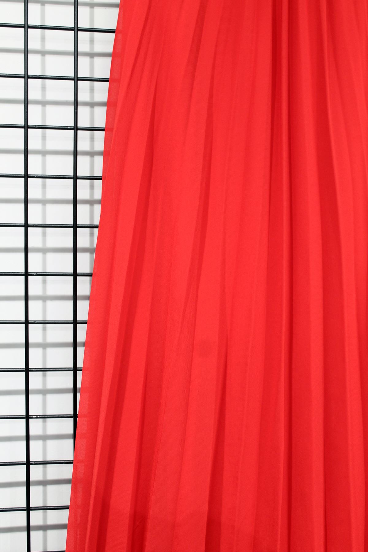 تنورة نسائية قماش شيفون ميدي قالب مريح - أحمر