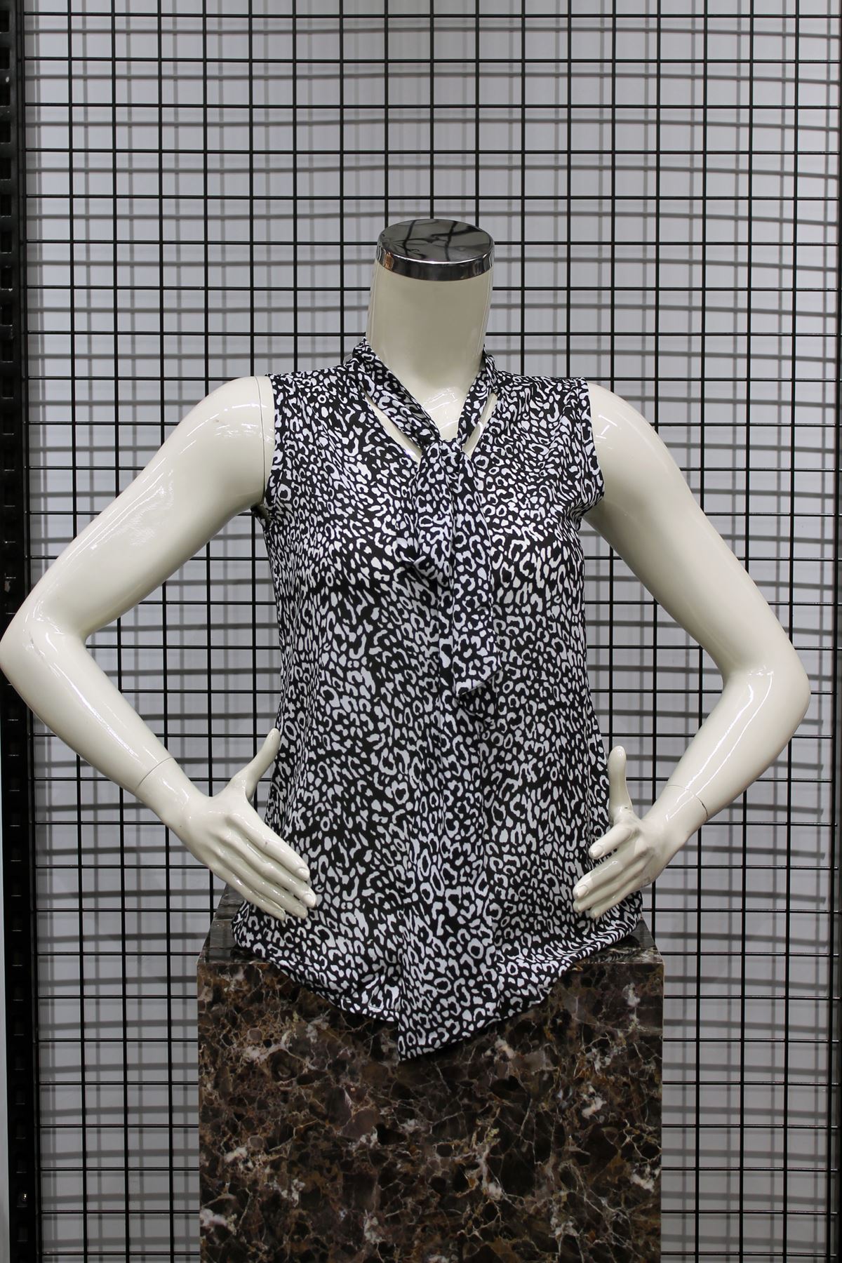 джессика ткань бант на завязках леопардовая женская блузка - Чёрный
