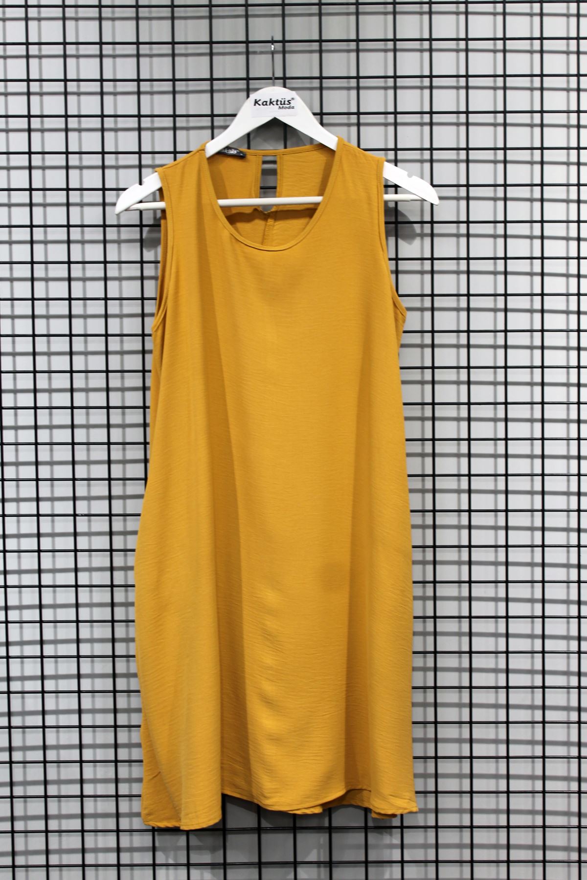 Аэробин Тканьс с круглым вырезом широкое женское платье - Коричневый