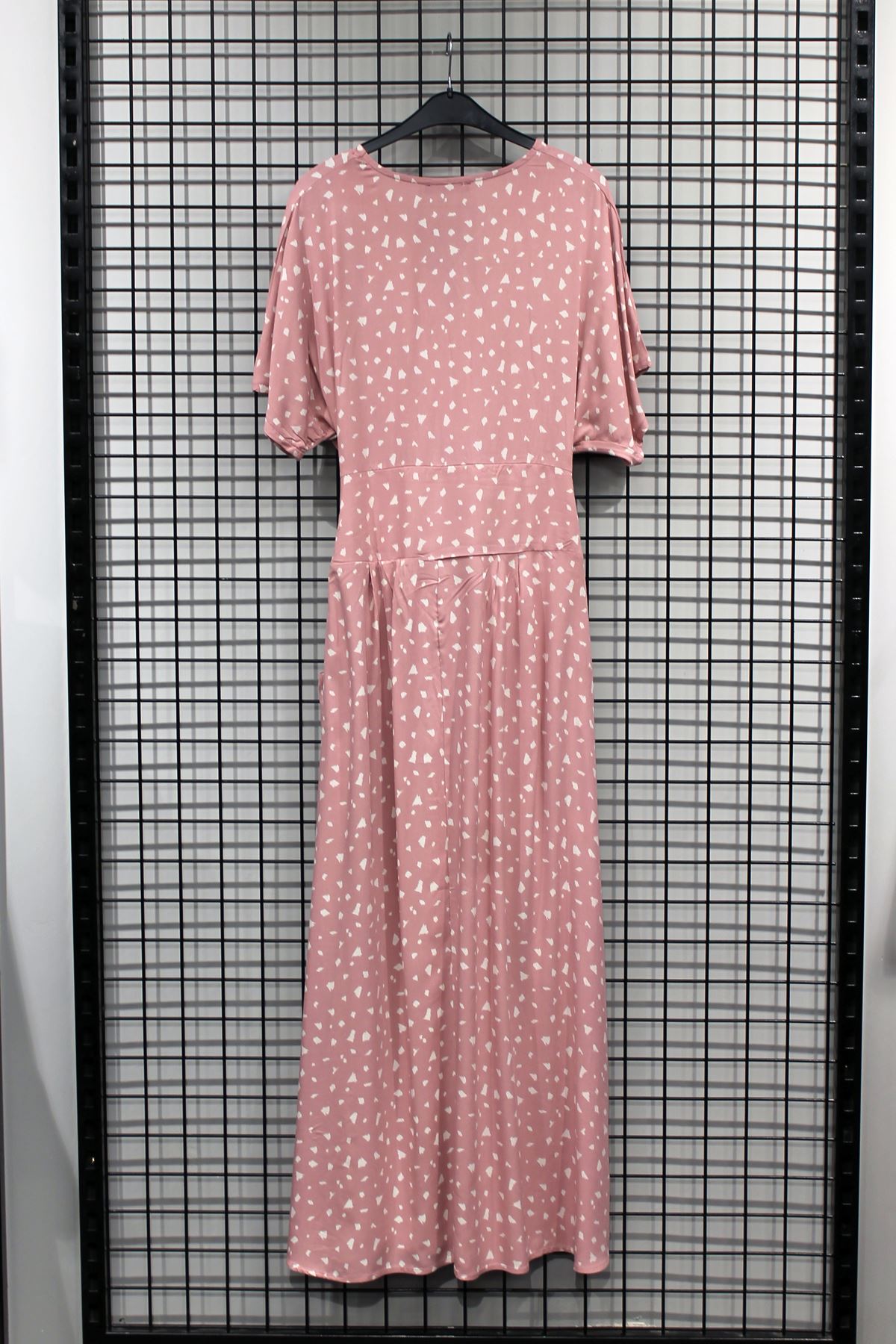 вискоза ткань V-образный вырез женское платье с корсетом на талии - Светло розовый