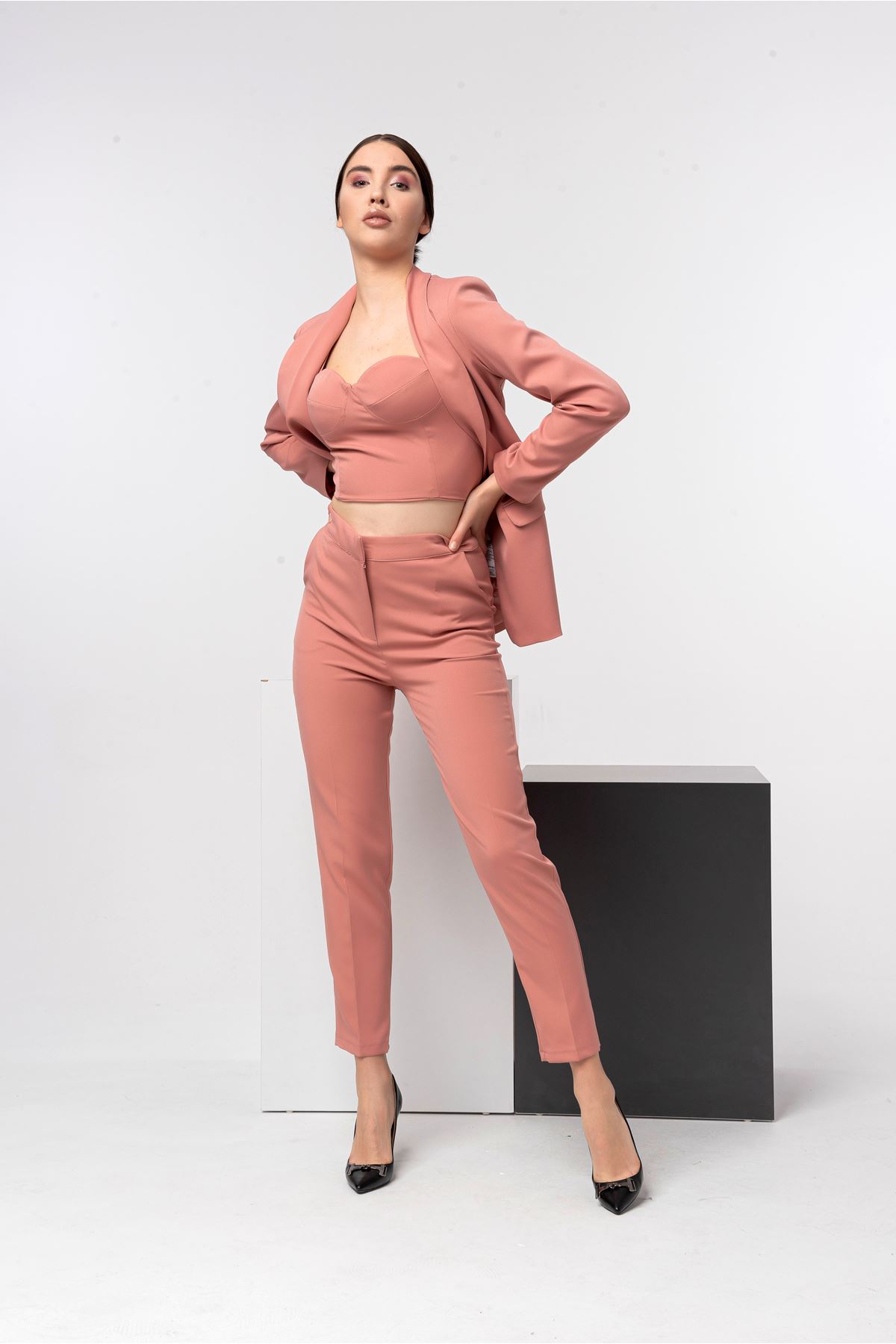 Atlas Fabric Classical Women'S Trouser - Light Pink