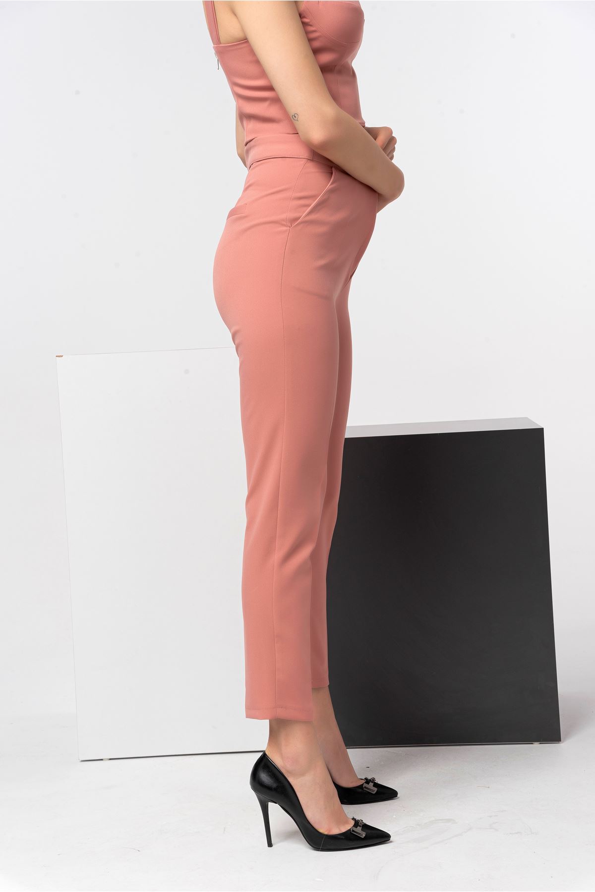 Atlas Fabric Classical Women'S Trouser - Light Pink