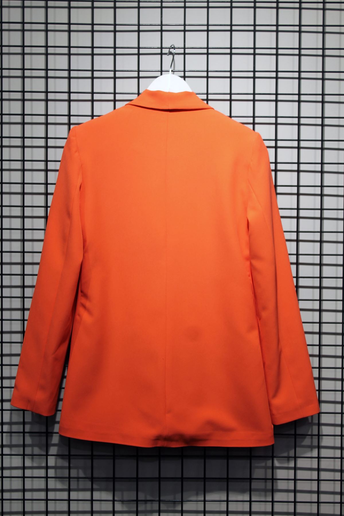полиэстер ткань длинный рукав шалевый воротник женский пиджак - Коралловый