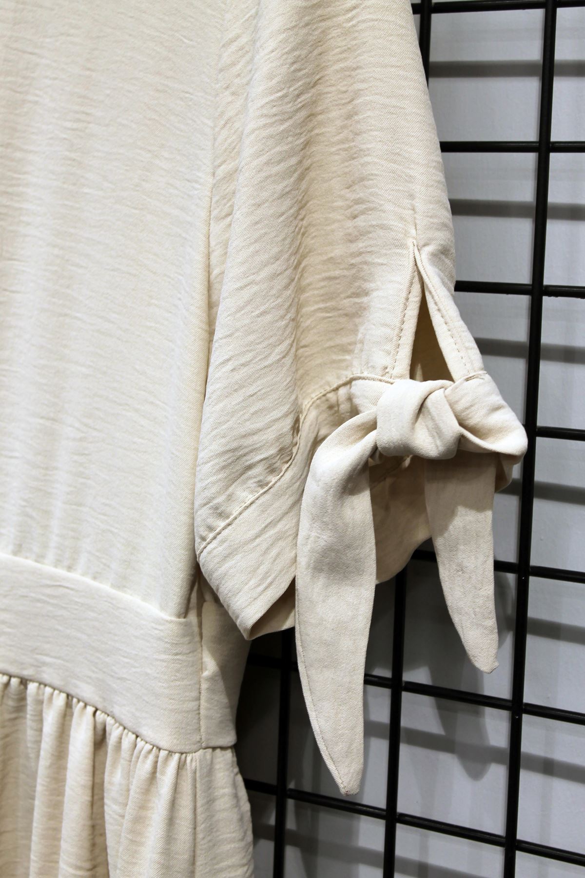 Аэробин Ткань короткий V-образный вырез Женское платье - каменный