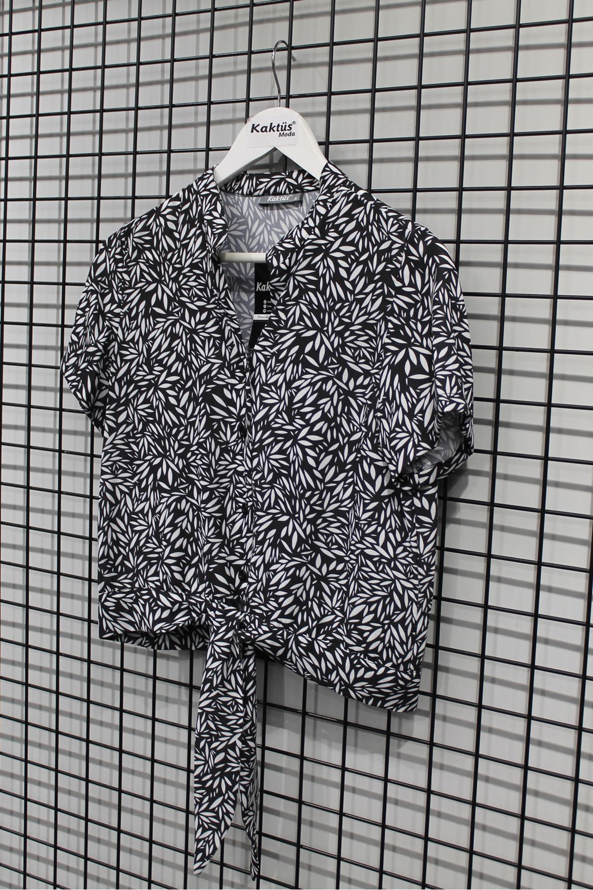 Jessica Blouse Short Sleeve V-Neck Dotted Print Blouse - Black