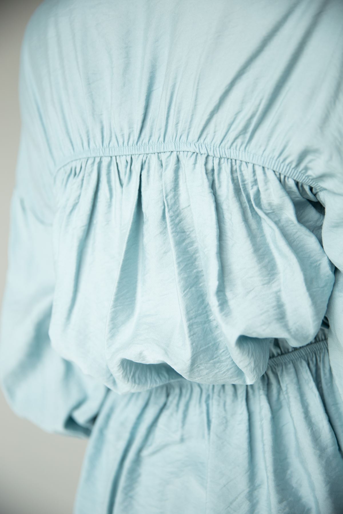 льняная ткань женская рубашка с завязками-Голубой