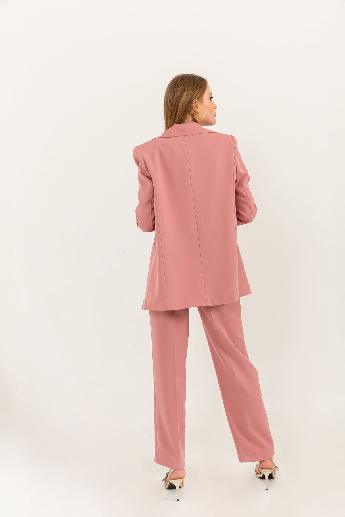 Atlas Fabric Long Sleeve Oversize Women Jacket-Light Pink