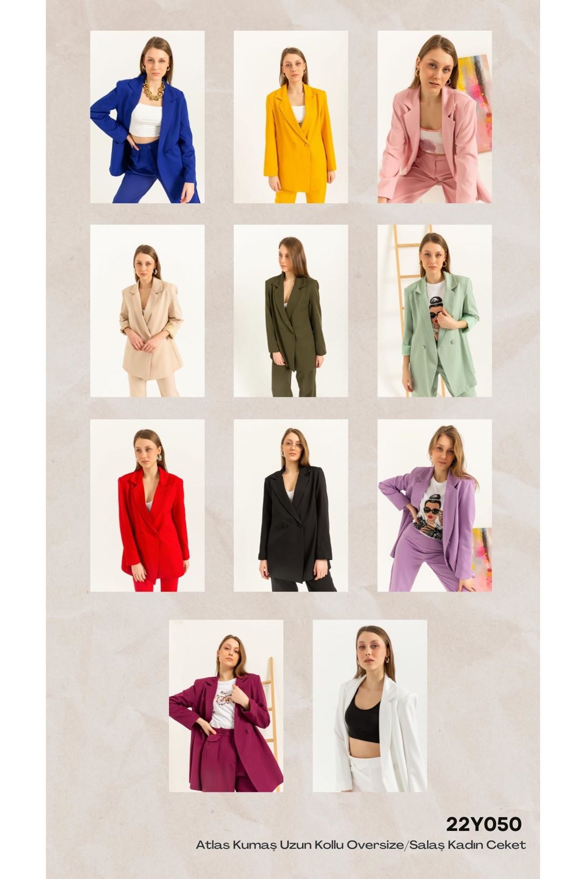 Atlas Fabric Long Sleeve Oversize Women Jacket-Mink