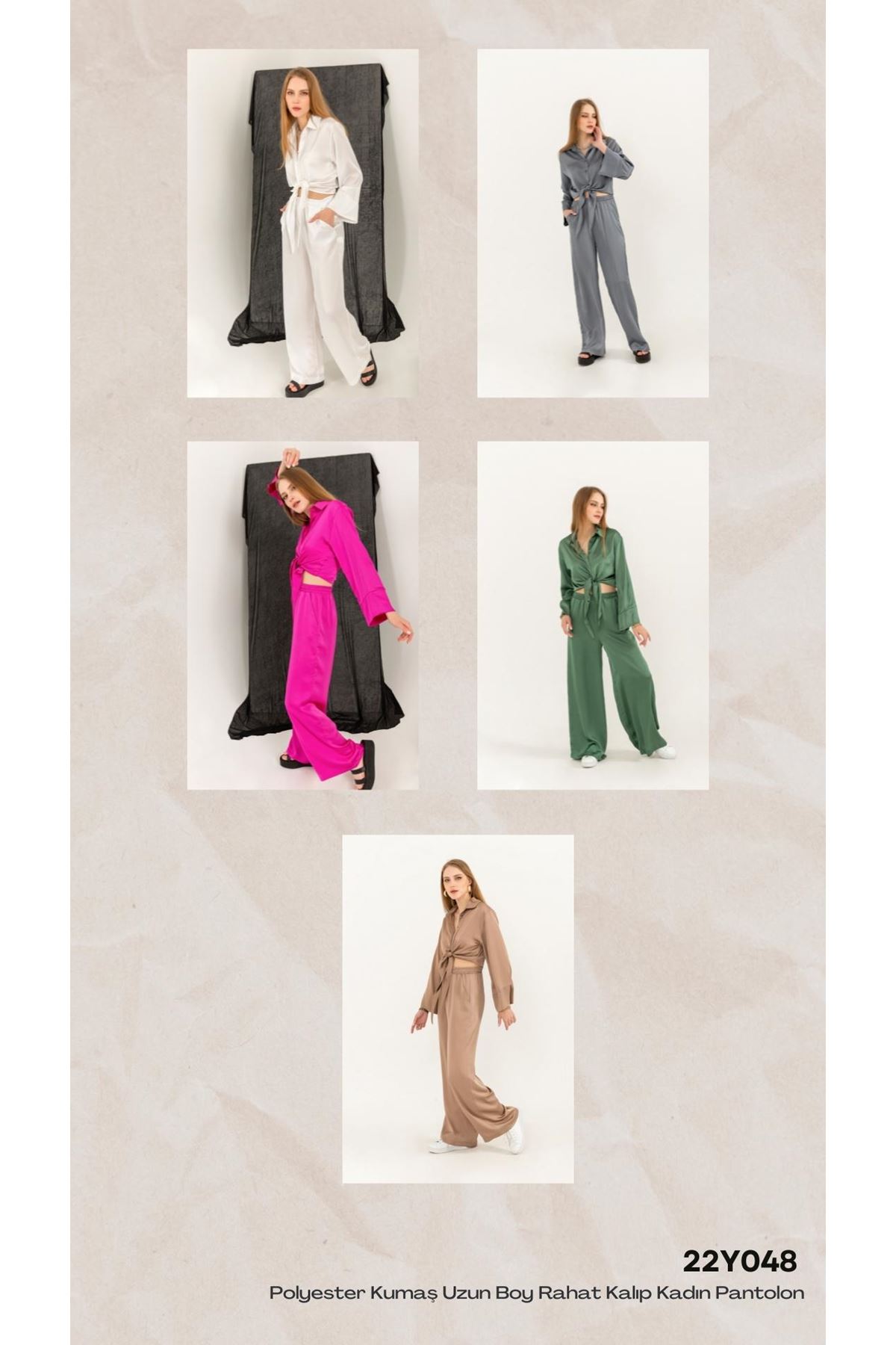 Eva Satin Fabric Long Comfy Women Trouser-Grey
