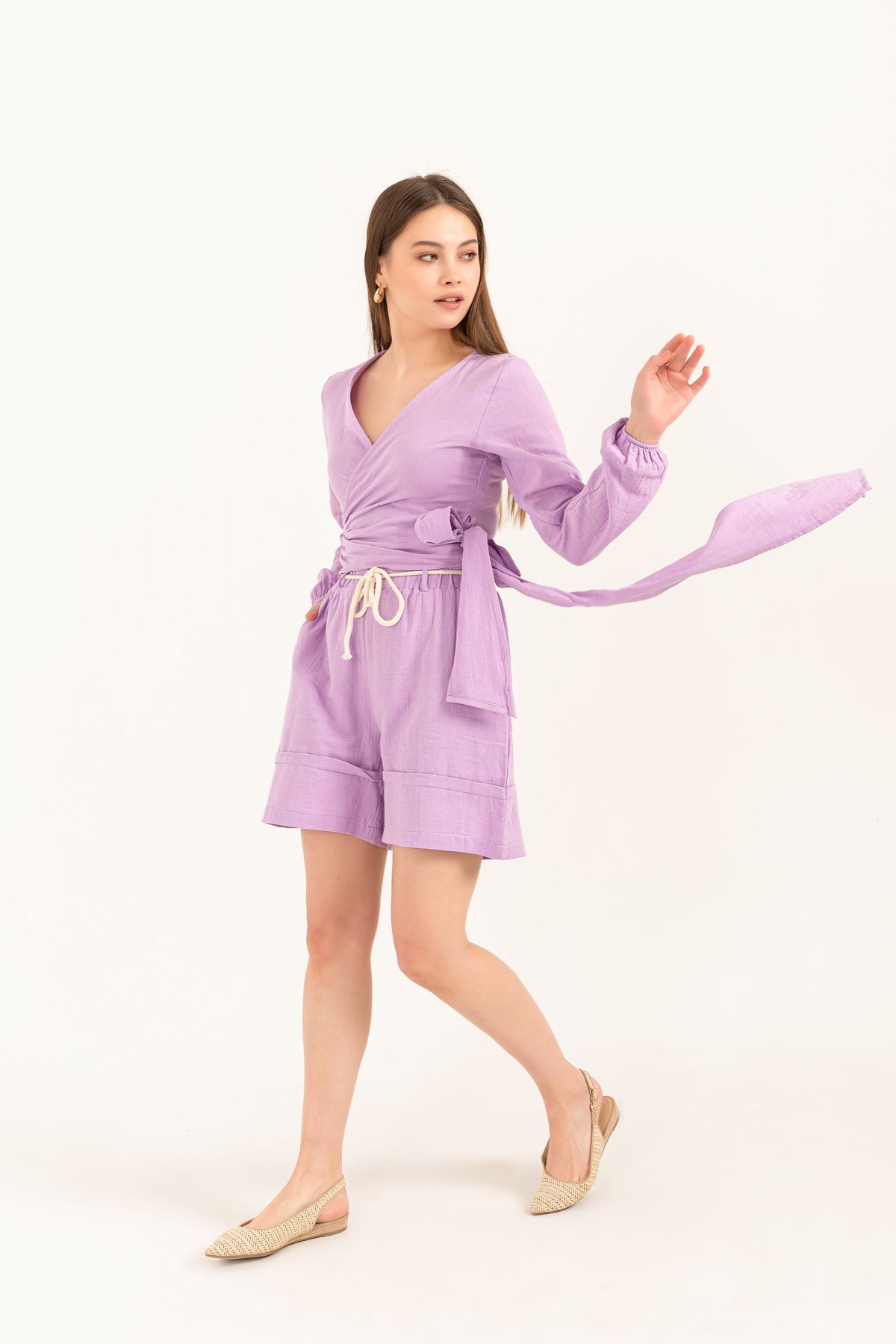 Muslin Fabric Short Comfy Women Shorts - Lilac