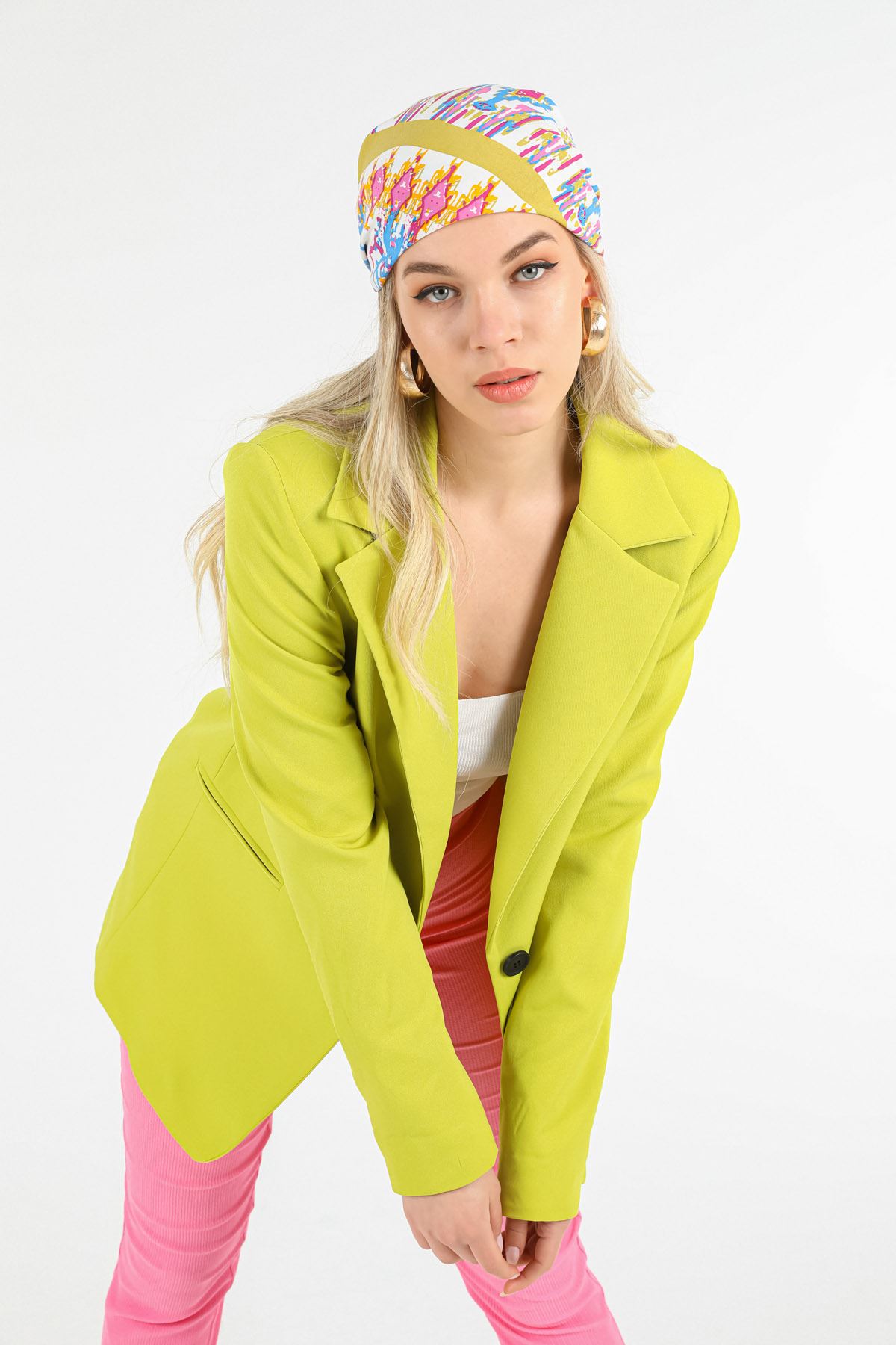 Atlas Fabric Long Sleeve Oversize Women Jacket-Oil Green