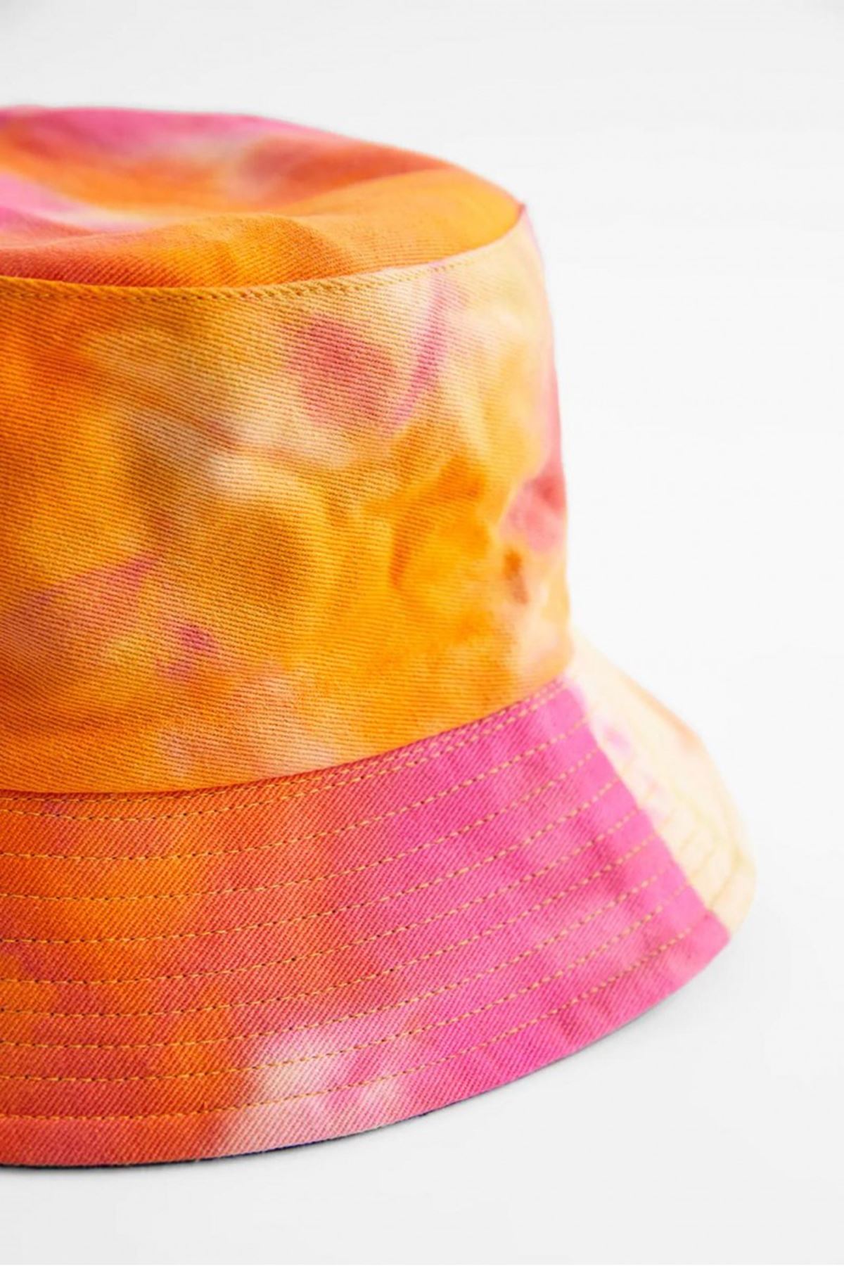 Pamuk Kumaş Batik Desenli Bucket Kadın Şapka-Oranj
