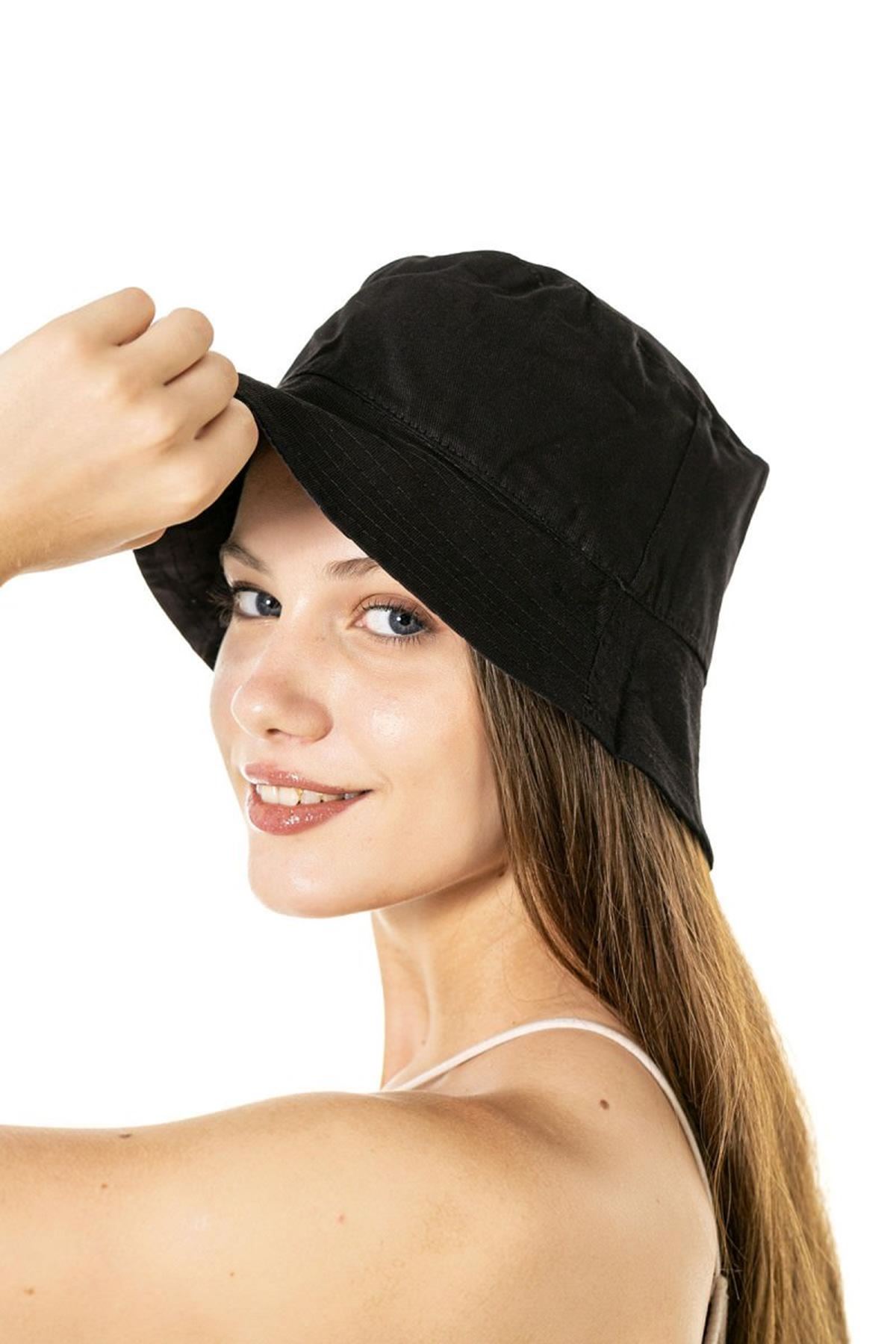 Çift Taraflı Etnik Desen Bucket Şapka-Siyah