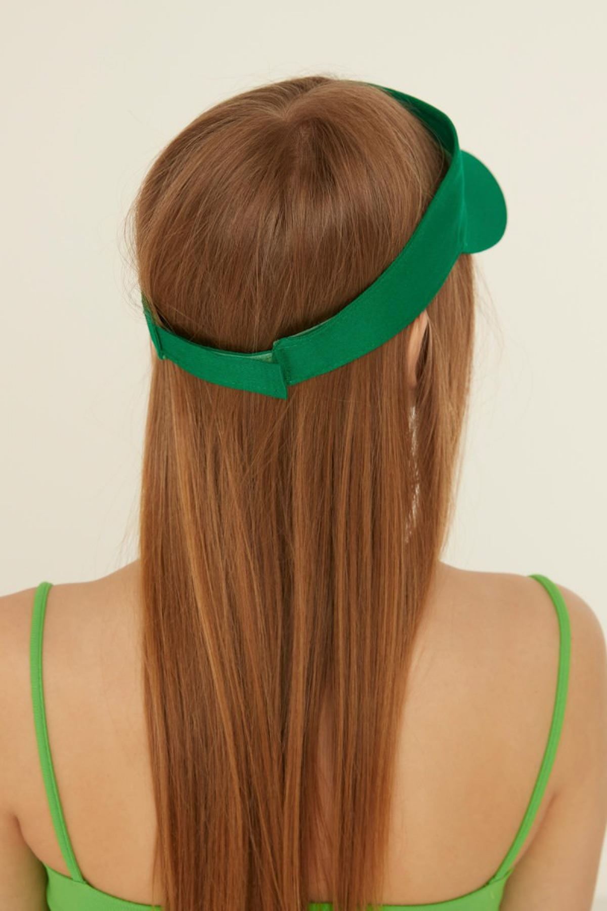 Pamuk Kumaş Tenisçi Kadın Şapka-Yeşil