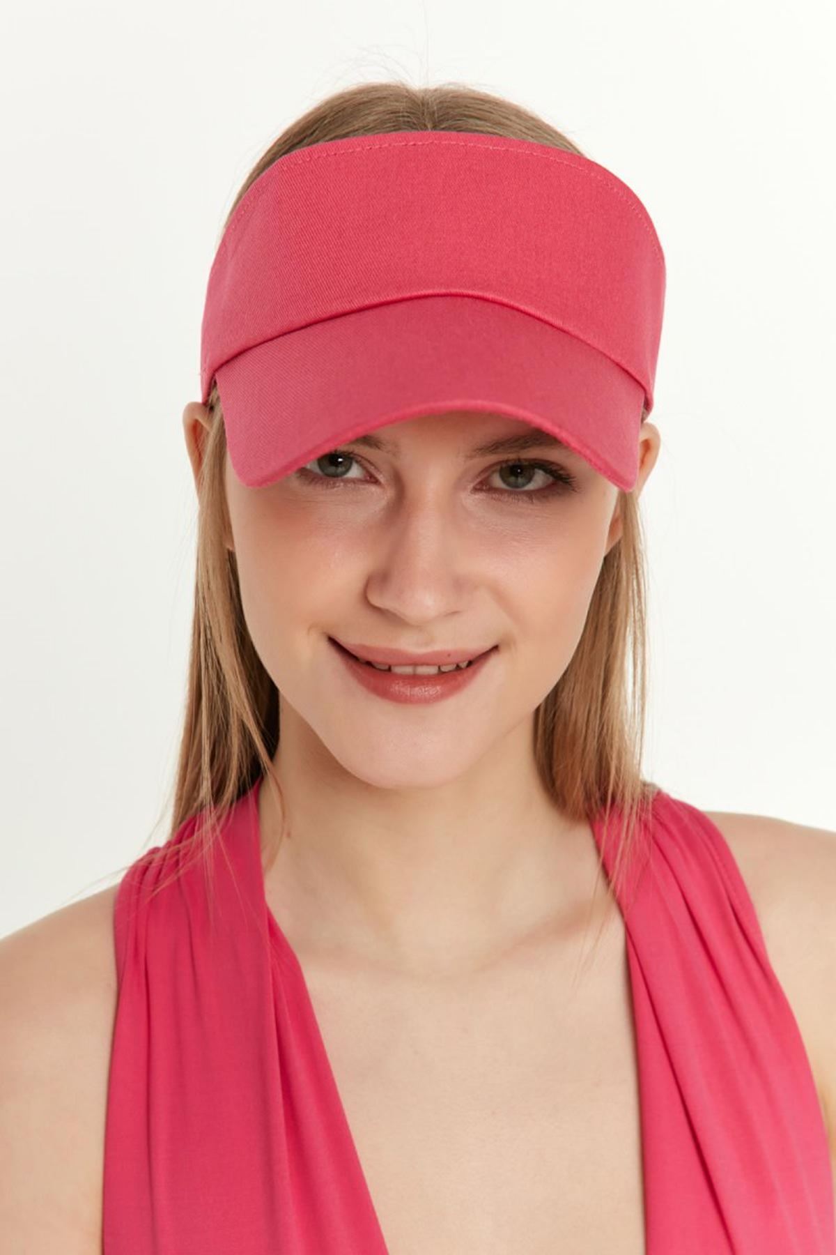 Pamuk Kumaş Tenisçi Kadın Şapka-Fuşya