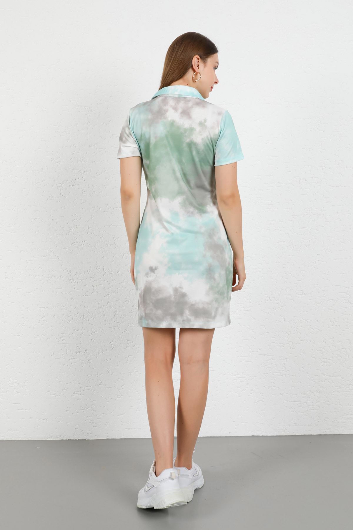 فستان نسائي قماش اطلس 3/4 الحجم كلاسيك - اخضر