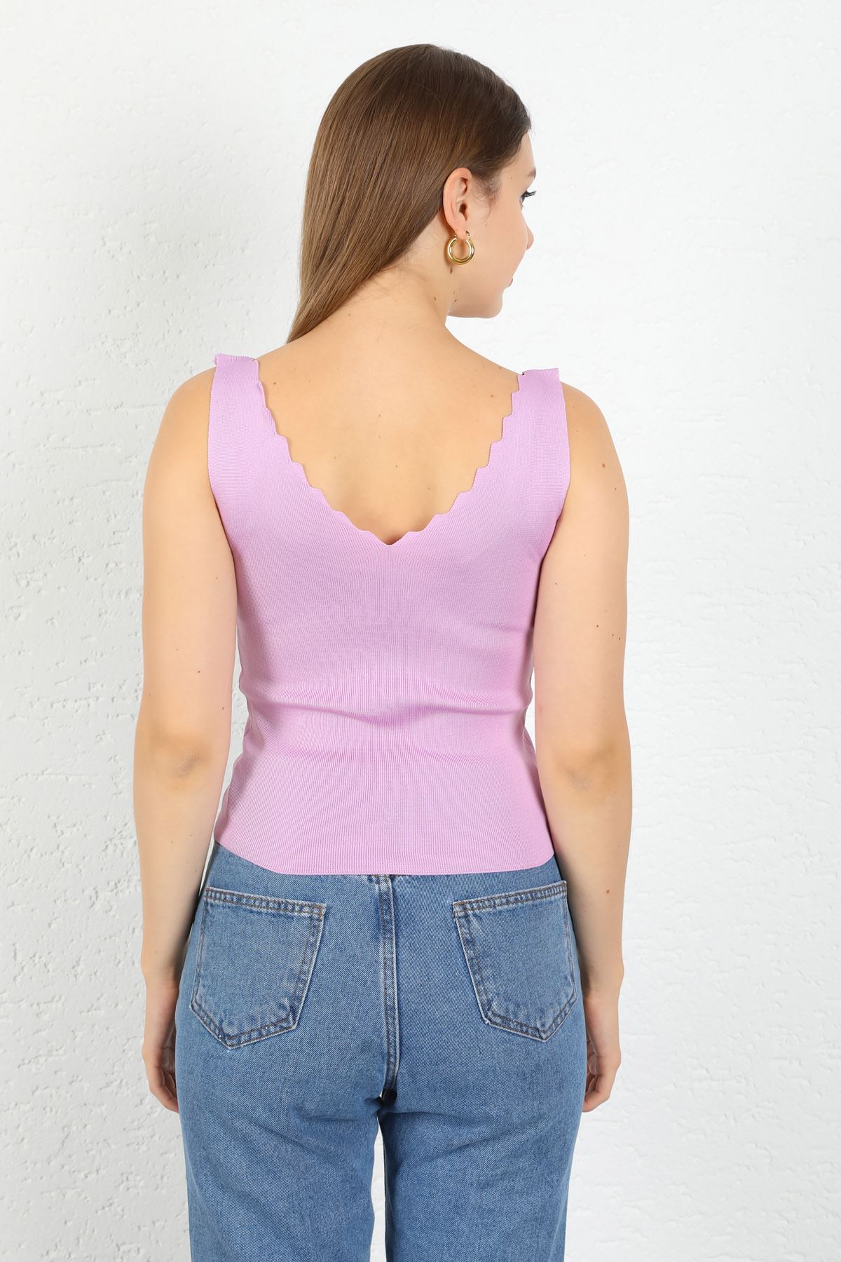 Knitwear Fabric Stair Collar Women's Blouse-Lilac