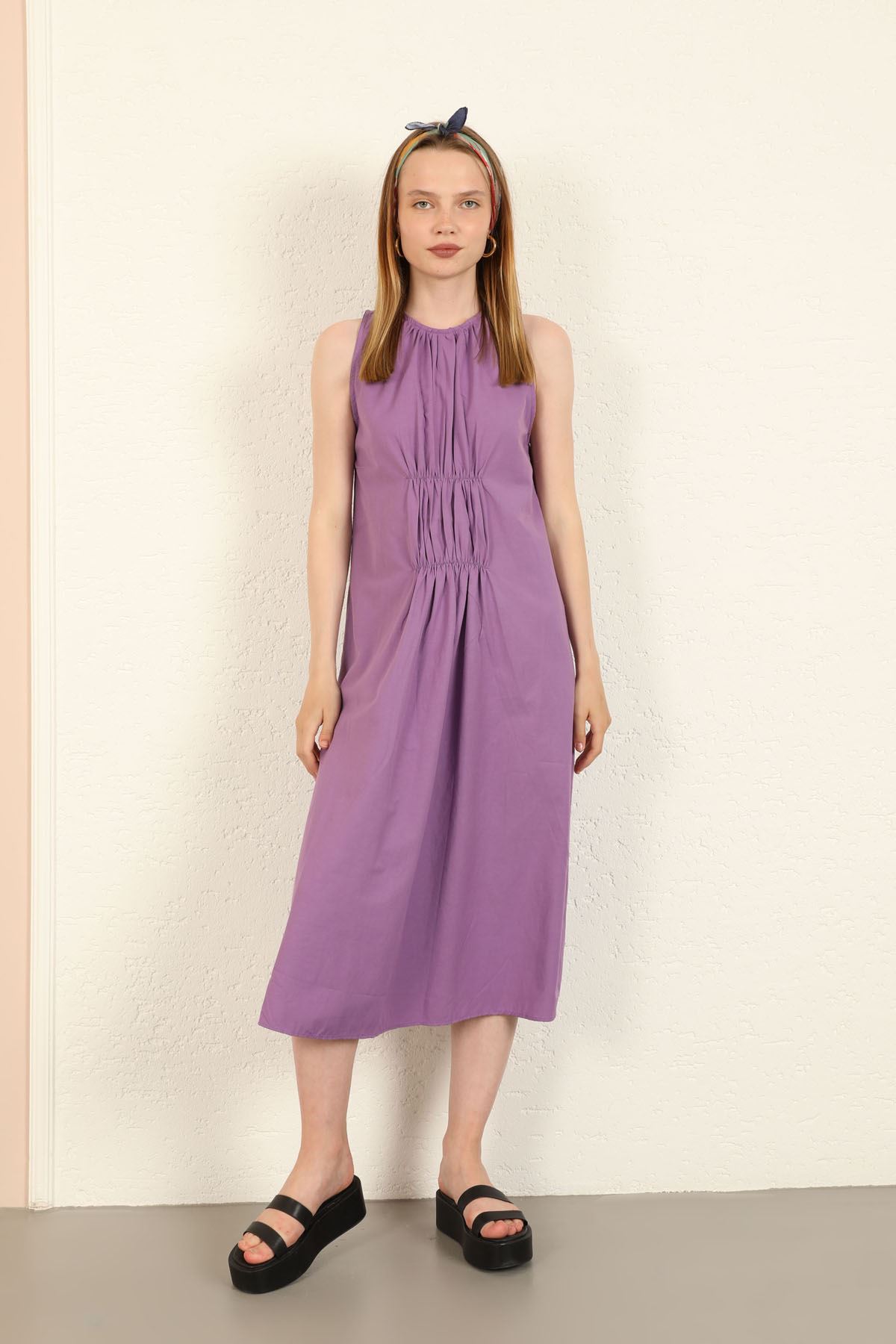 Тканые ткани воротник в форме сердца женское платье - Фиолетовый