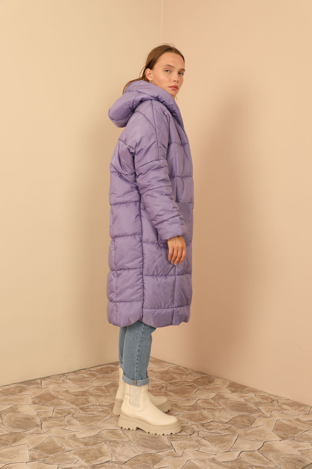 Long Sleeve Oversize Women Coat - Lilac