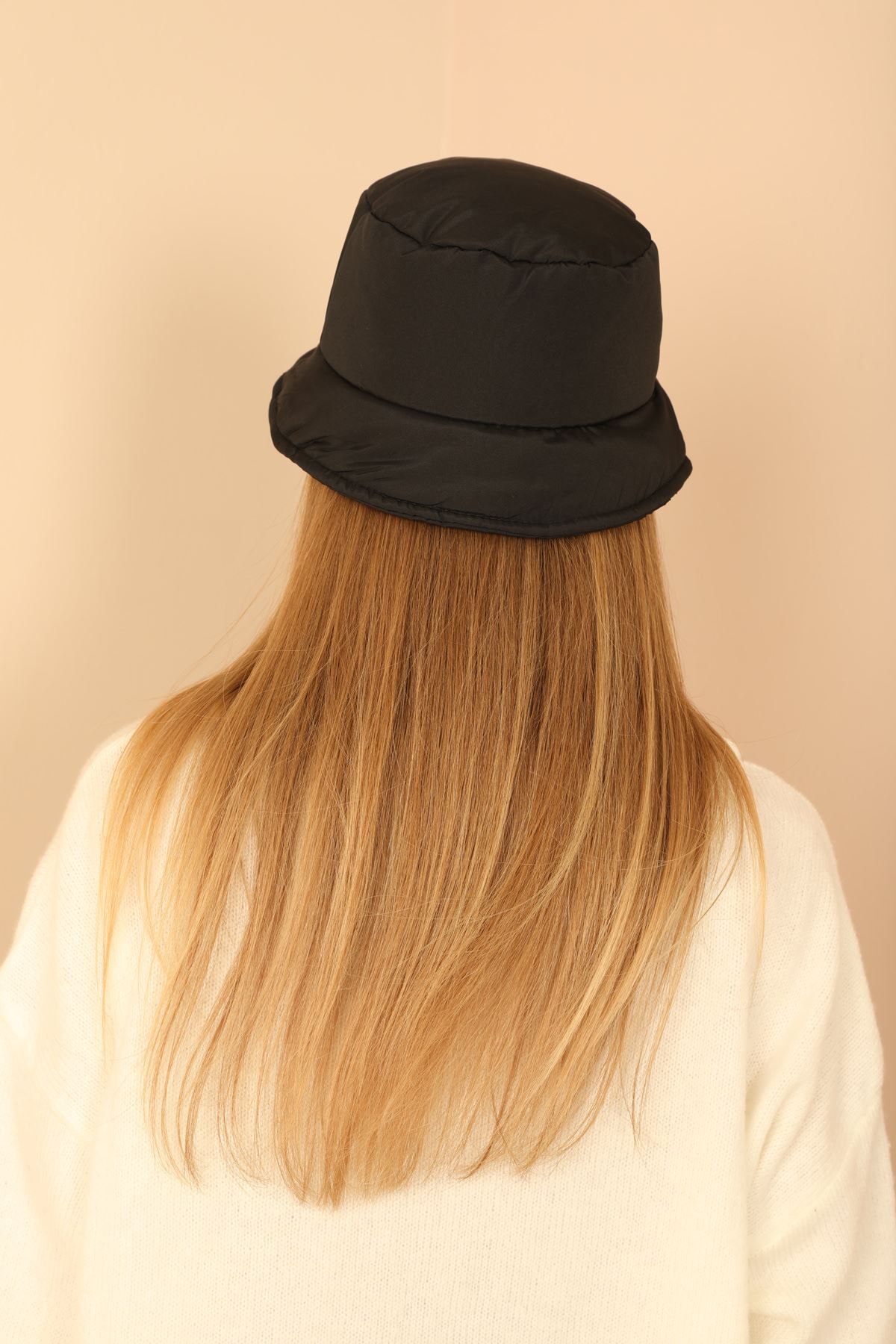 Waterproof Quilted Fabric Bucket Hat-Black