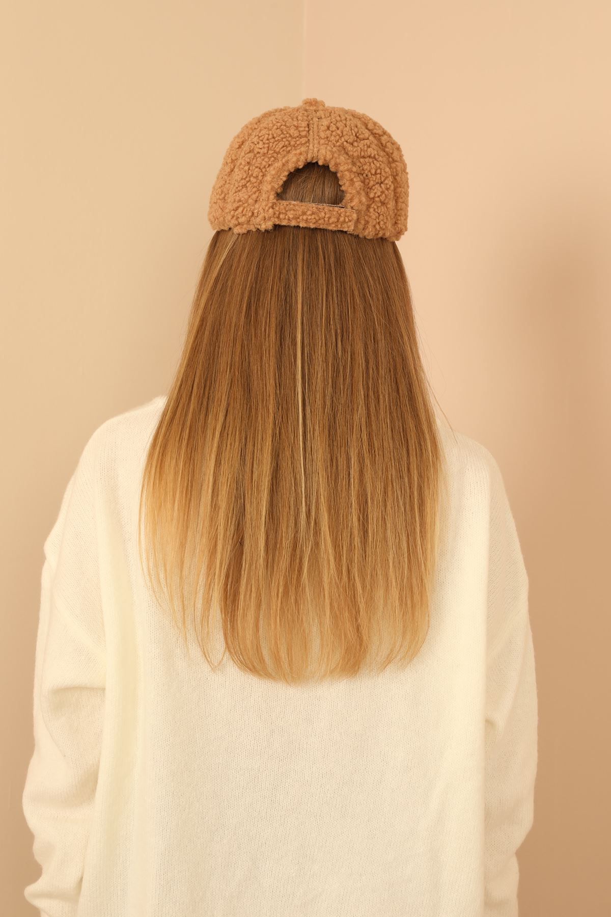 Furry Curly Women's Cap-Beige