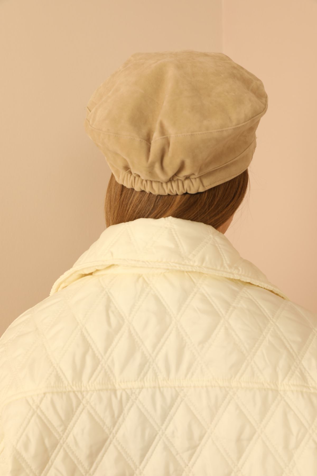 Suede Women's Cap-Beige
