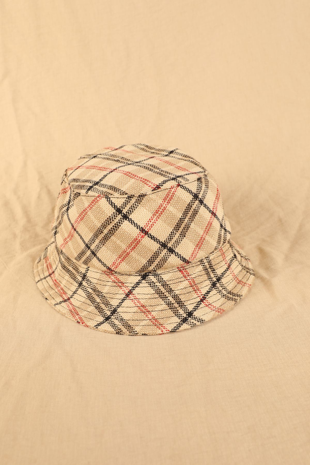 Plaid Pattern Cachet Women's Bucket HatBeige