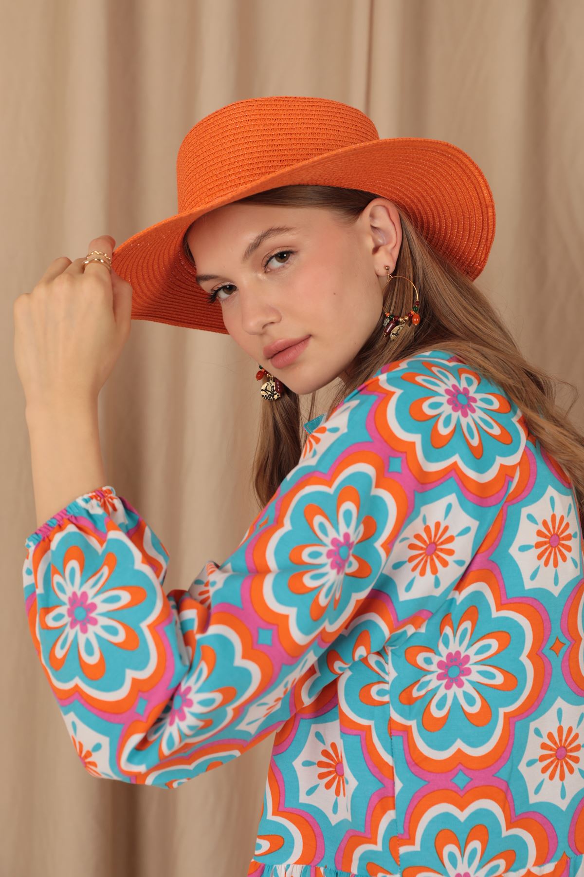 Платье женское из ткани поплин-синее