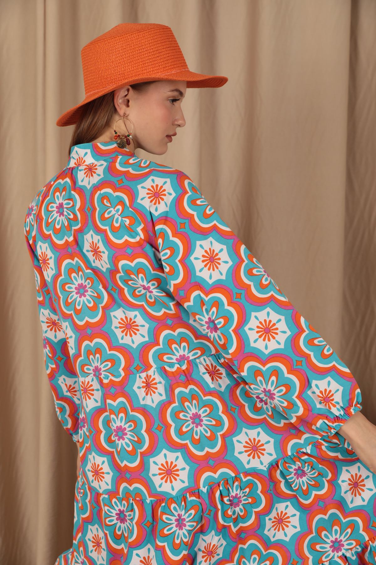 Платье женское из ткани поплин-синее